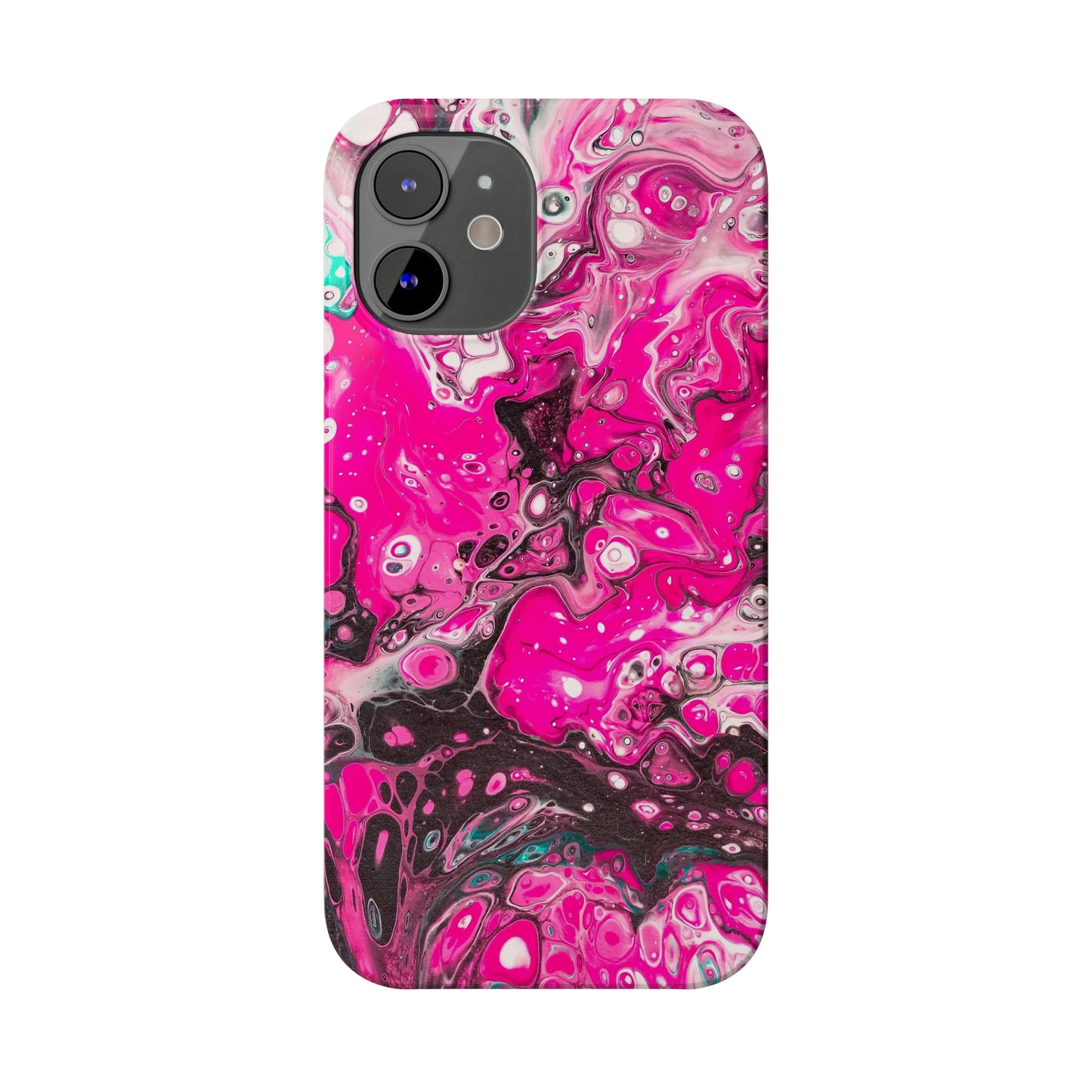 Pink, Black and White Alcohol Ink Design Iphone 15-12 Slim Phone Case