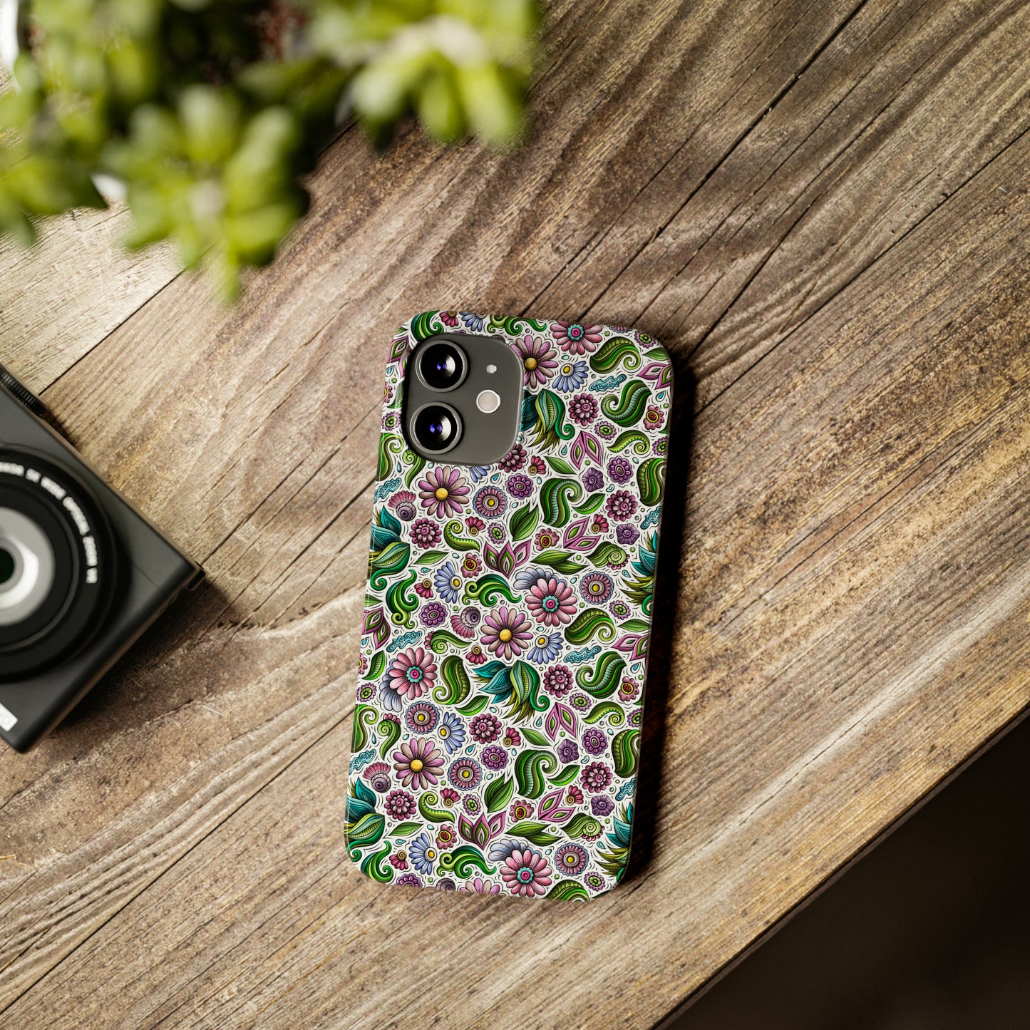 Purple & Pink Daisy Floral Print Iphone 15-12 Slim Phone Case