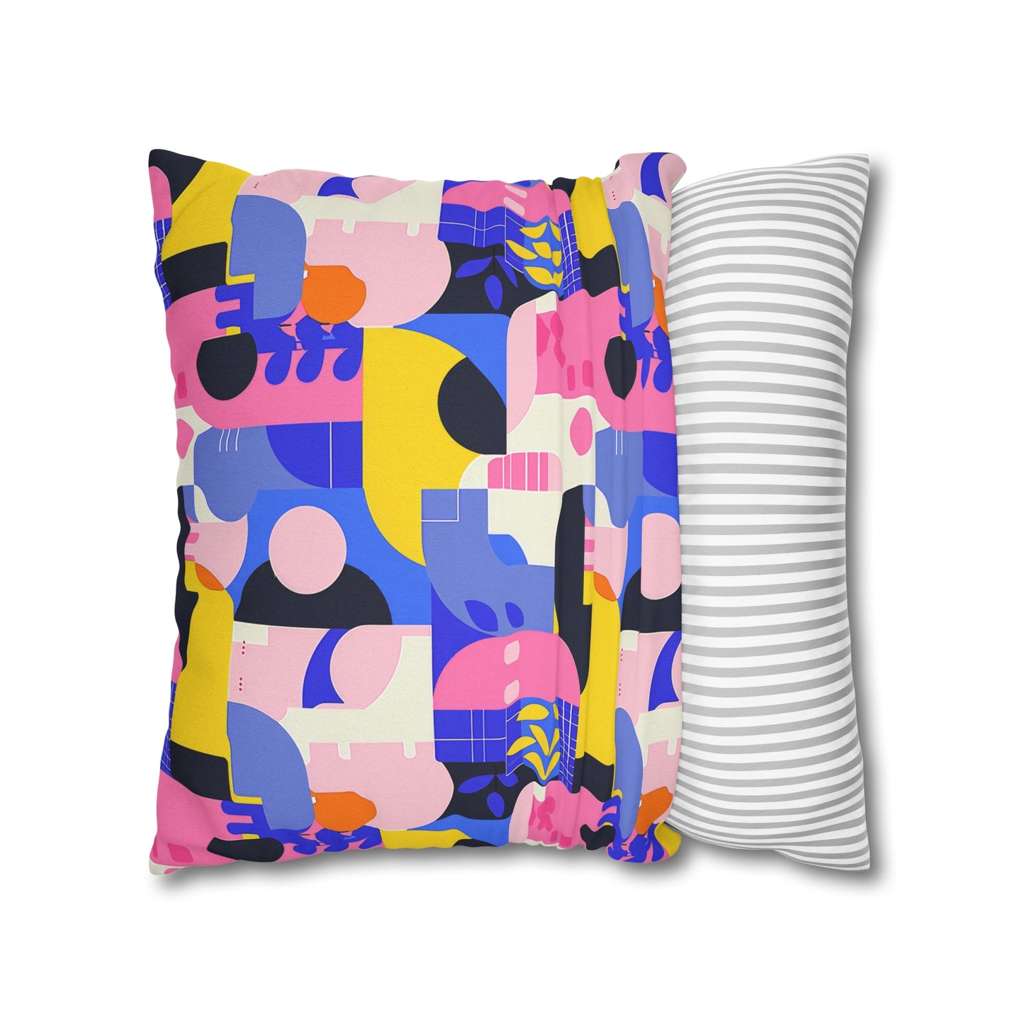 Pop Art in Vibrant Bold Geometric Colors Spun Polyester Square Pillowcase 4 Sizes