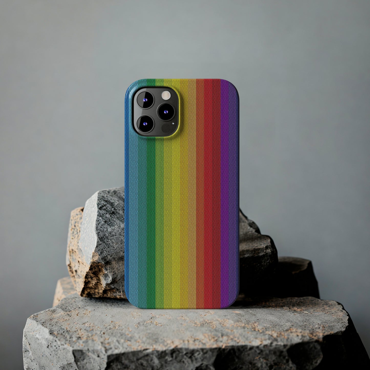 Rainbow Stripe Design Iphone 15-12 Slim Phone Case