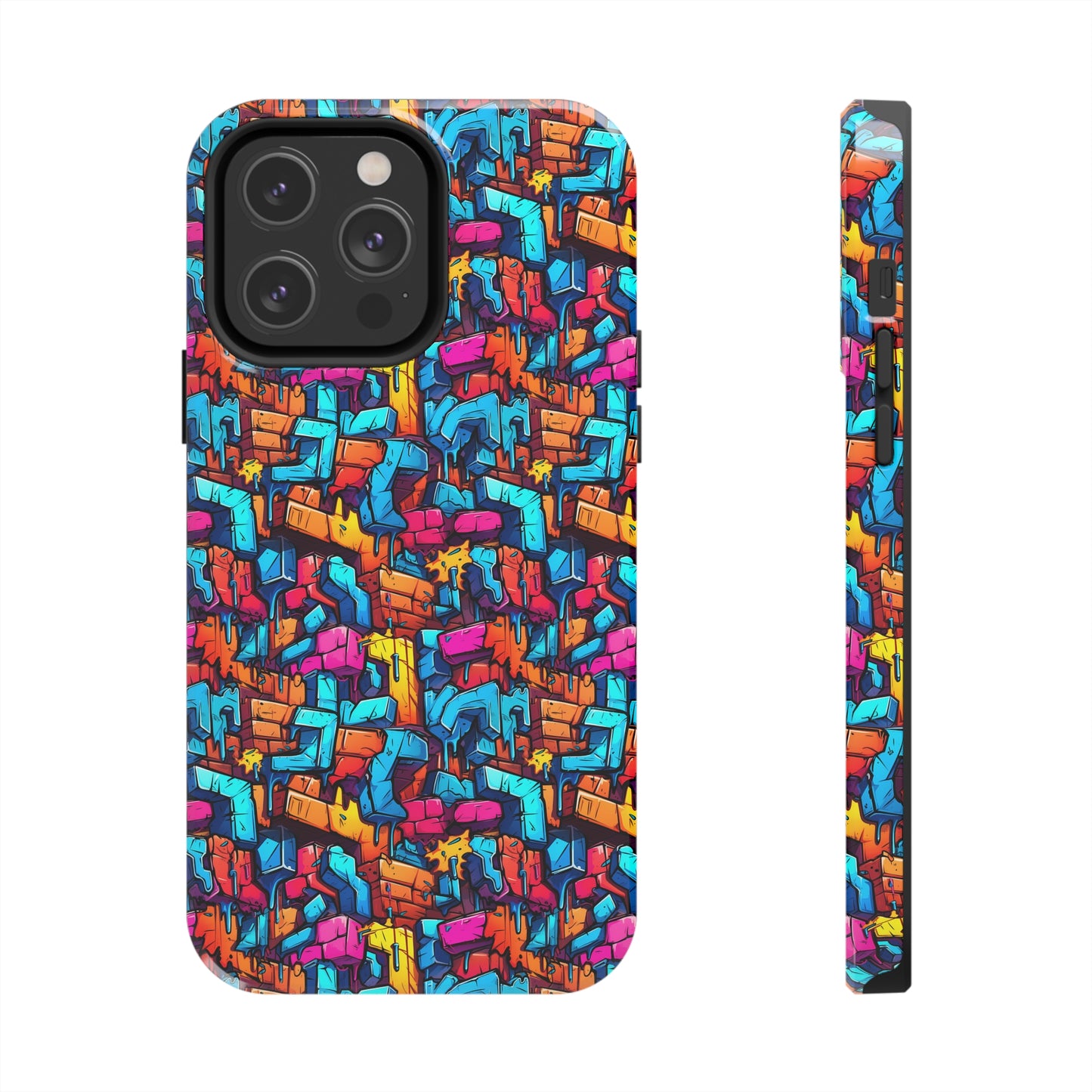 3D Rainbow Colored Graphic Blocks Design Iphone Tough Phone Case