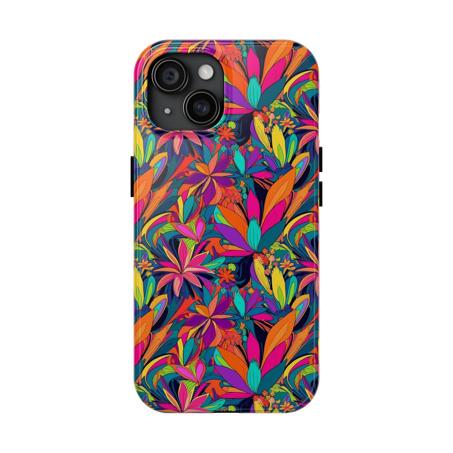 Tropical Neon Flowers Iphone Tough Phone Case