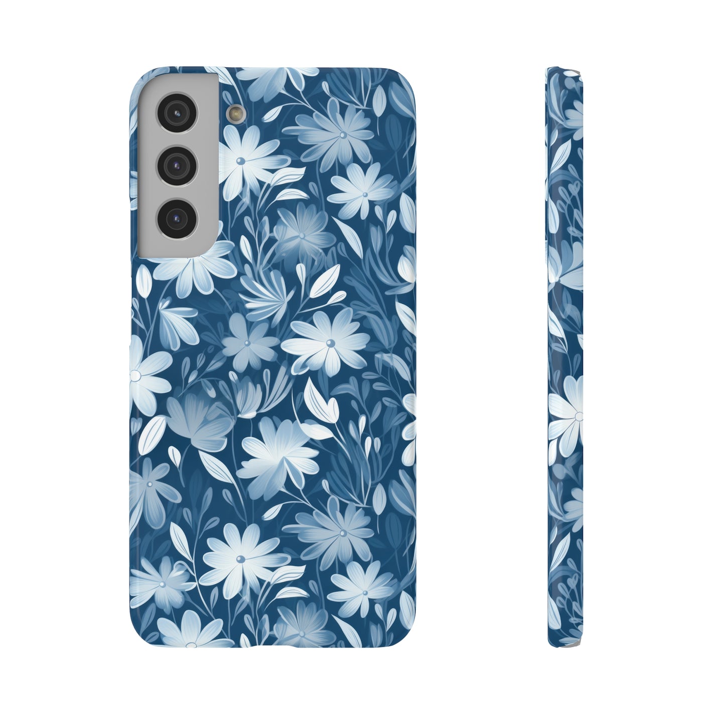 Gentle Elegance: Soft Muted Blue Flower Design Samsung Slim Cases