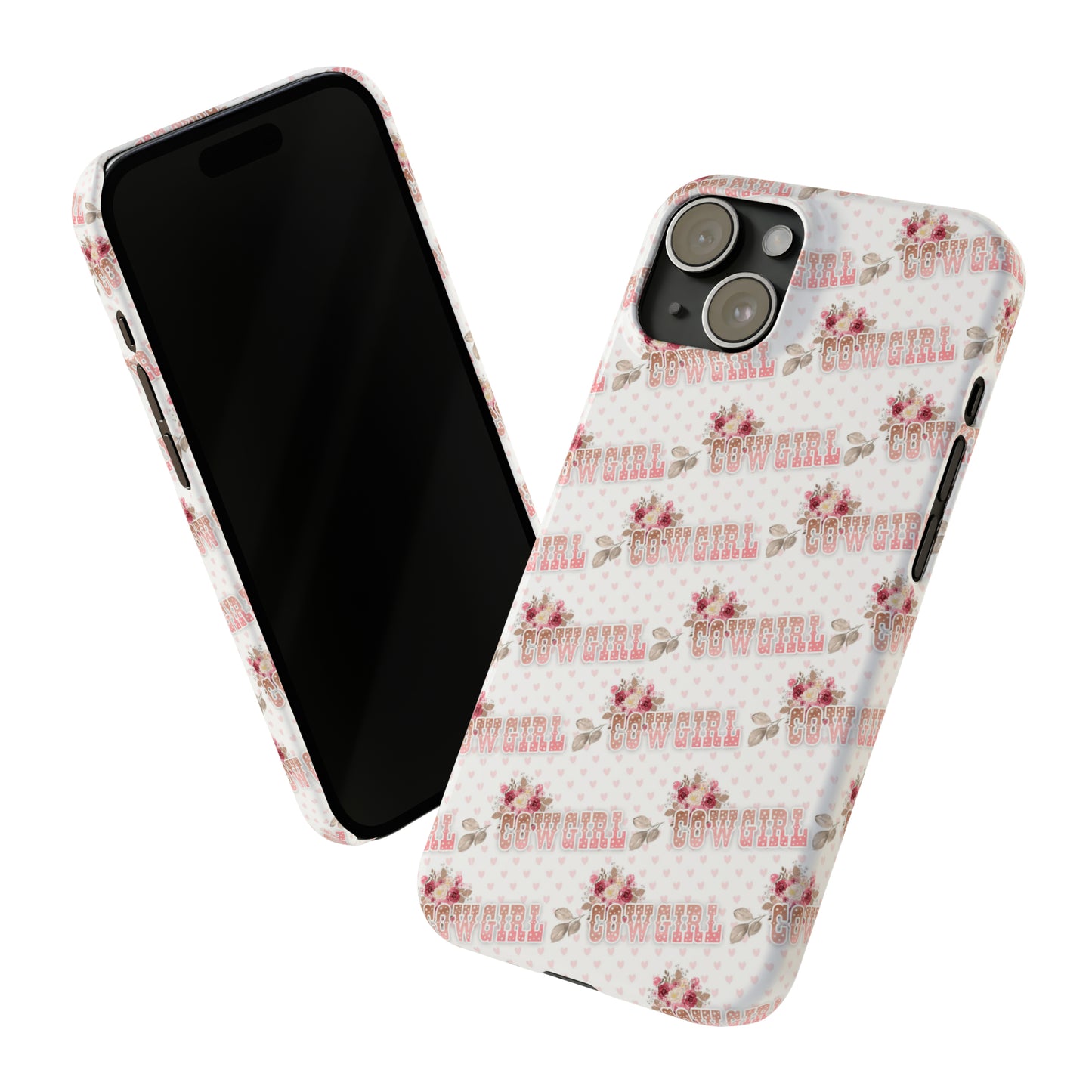 Pink Cowgirl and Flowers Iphone 15-12 Slim Phone Case