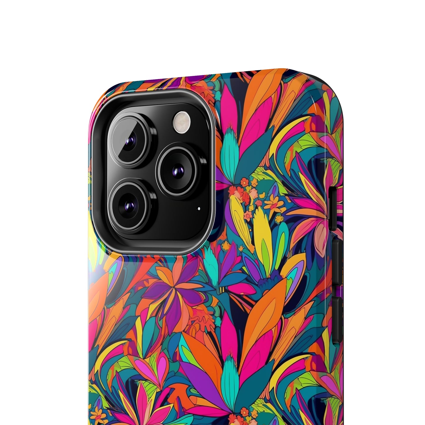 Tropical Neon Flowers Iphone Tough Phone Case