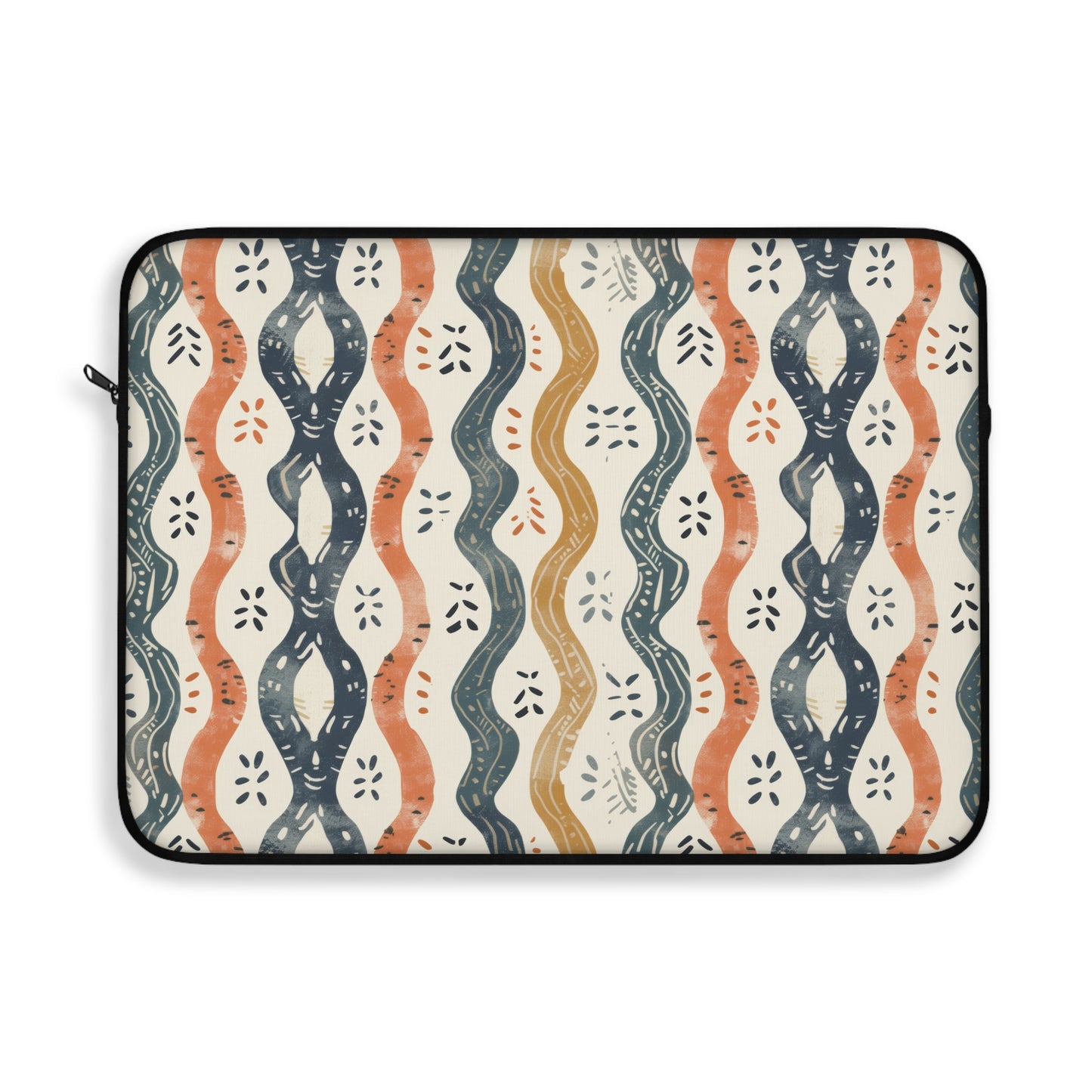 Boho Waves with Earthy Blues Reds and Browns Laptop or Ipad Protective Sleeve 3 Sizes Available