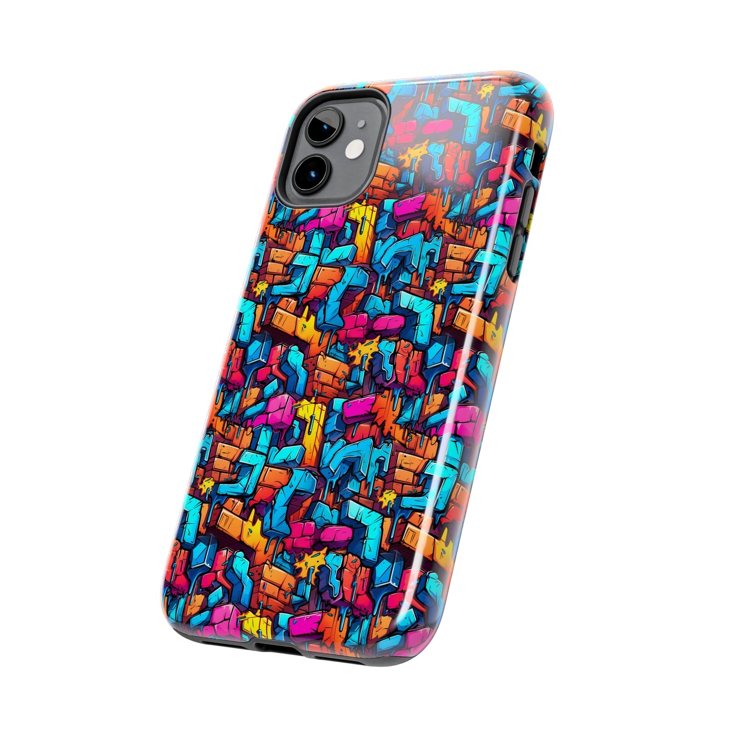 3D Rainbow Colored Graphic Blocks Design Iphone Tough Phone Case