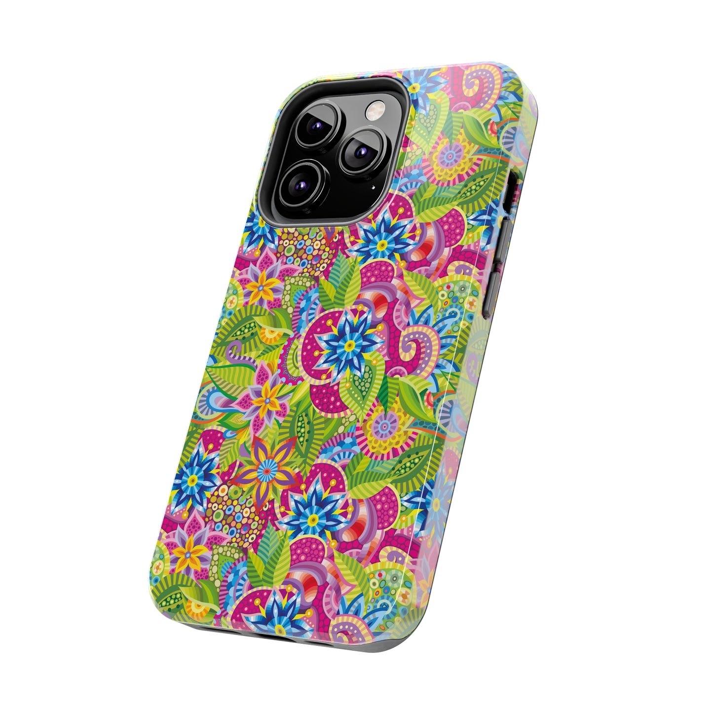 Vibrant Array of Abstract Flowers and Paisley in Rainbow Hues Iphone Tough Phone Case