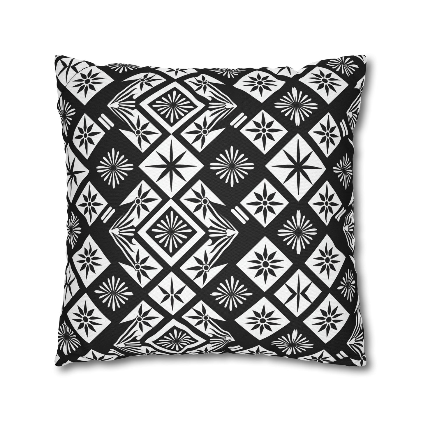 Monochrome Thai Dreamscape: Abstract Chevre Artistry Spun Polyester Square Pillowcase 4 Sizes