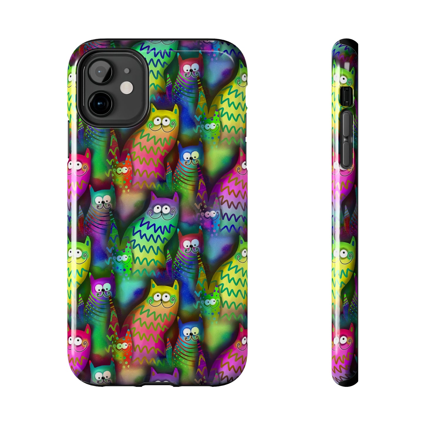 Neon Rainbow Cartoon Cats Iphone Tough Phone Case