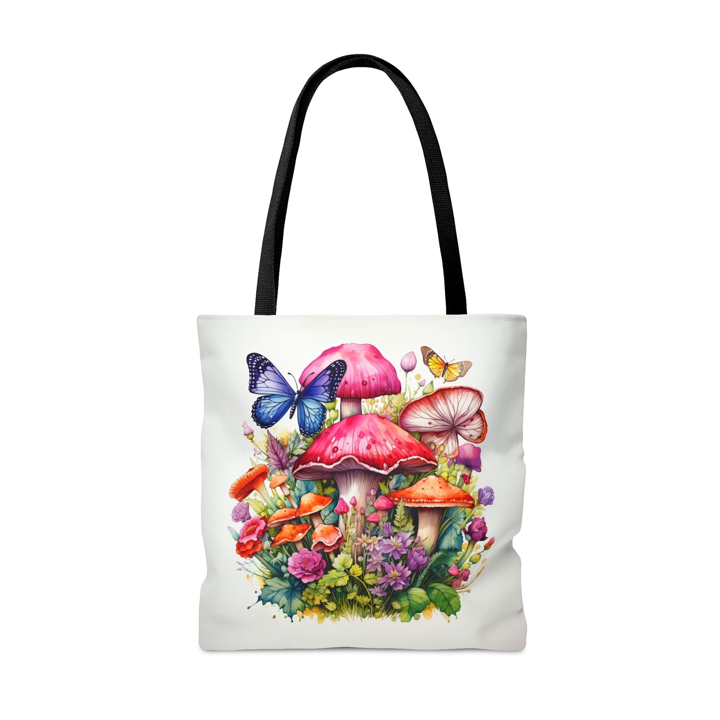 Magical Mushroom Oasis Where Flowers Bloom Amongst Butterflies  - Canvas Tote 3 Sizes