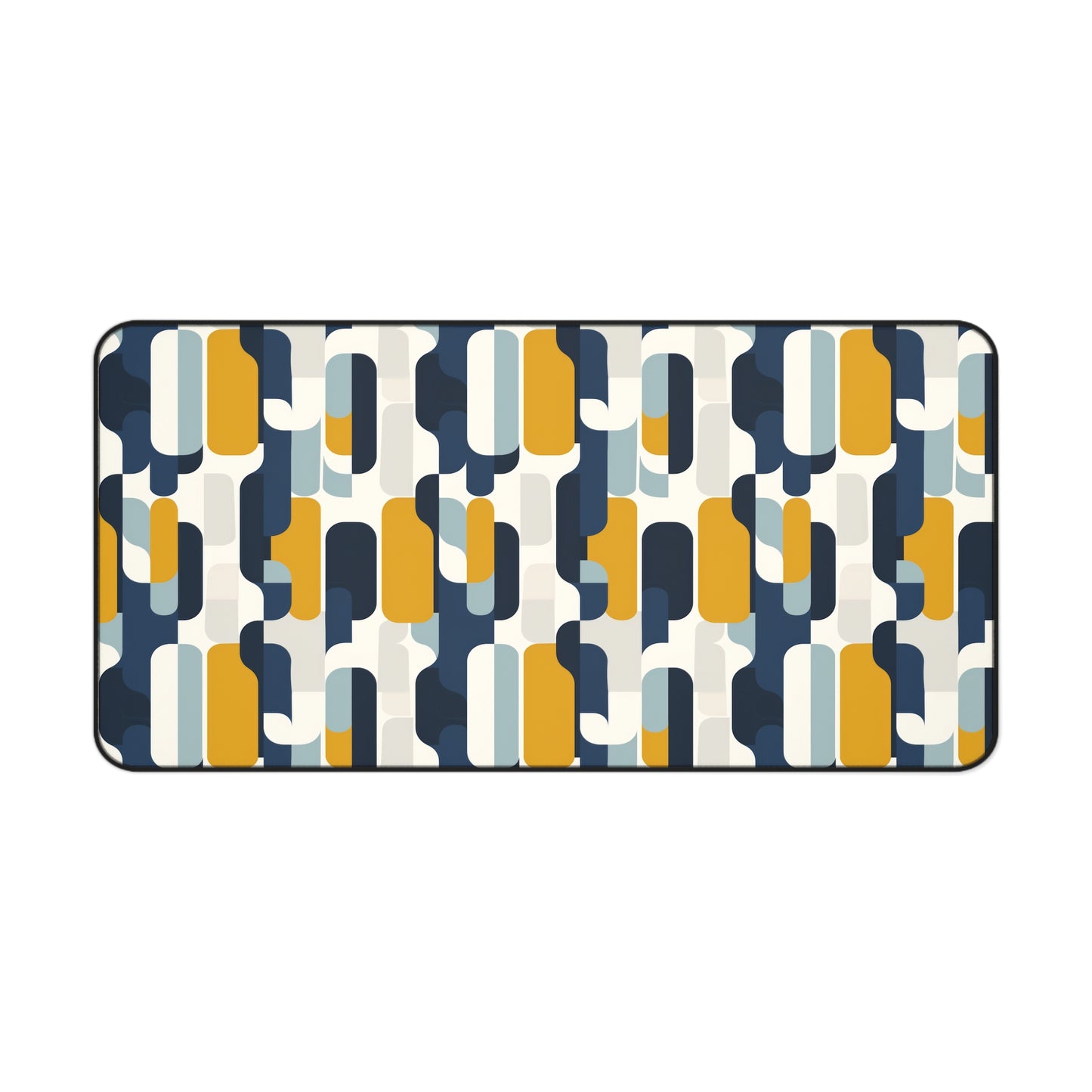 Modern Retro with Bold Geometric Pattern in Mustard and Navy Extended Gaming Mouse Pad  Desk Mat  - 3 Sizes