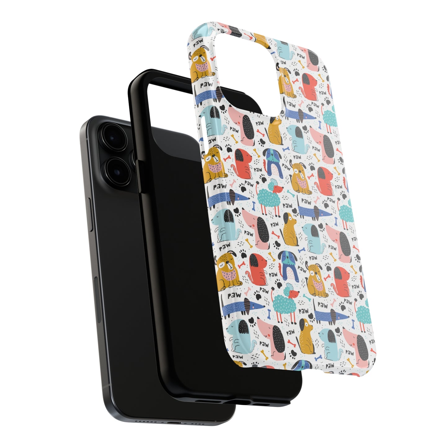 Playful Pups: Colorful Cartoon Dogs Iphone Tough Phone Case