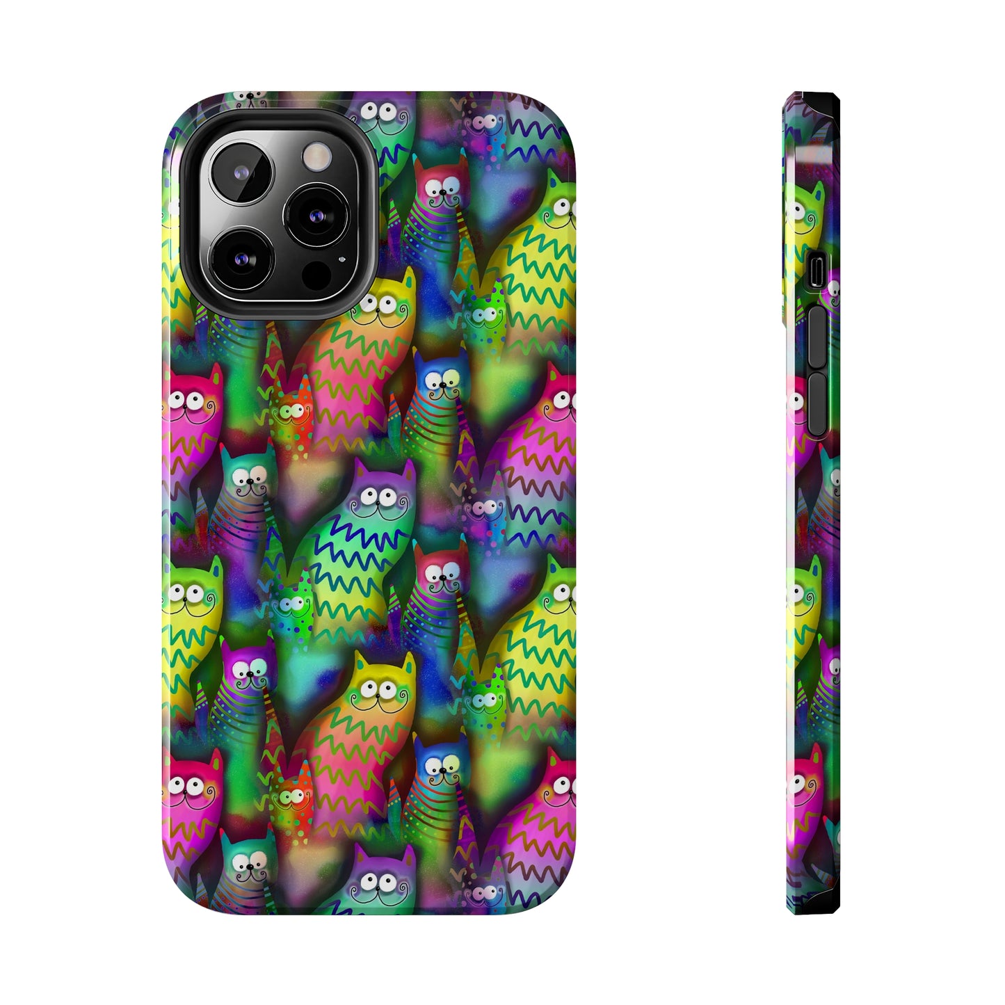 Neon Rainbow Cartoon Cats Iphone Tough Phone Case