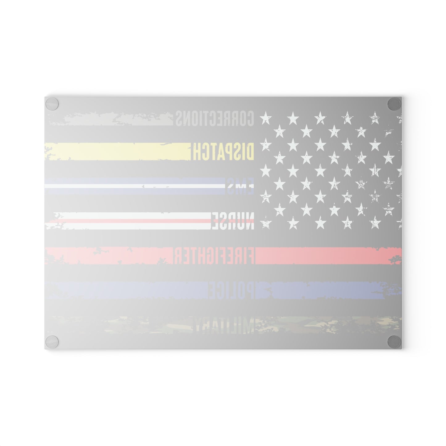 Solidarity Support Military, Police, Firefighter, Nurse, EMS, Dispatch Corrections American Flag Cutting Board 2 Sizes