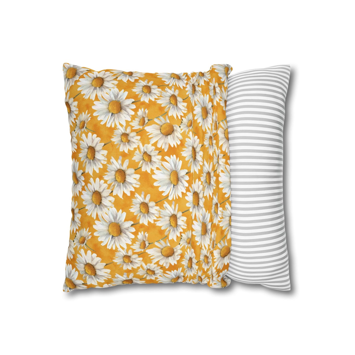 Golden Daisy Field with Vibrant Yellow Floral Design Spun Polyester Square Pillowcase 4 Sizes