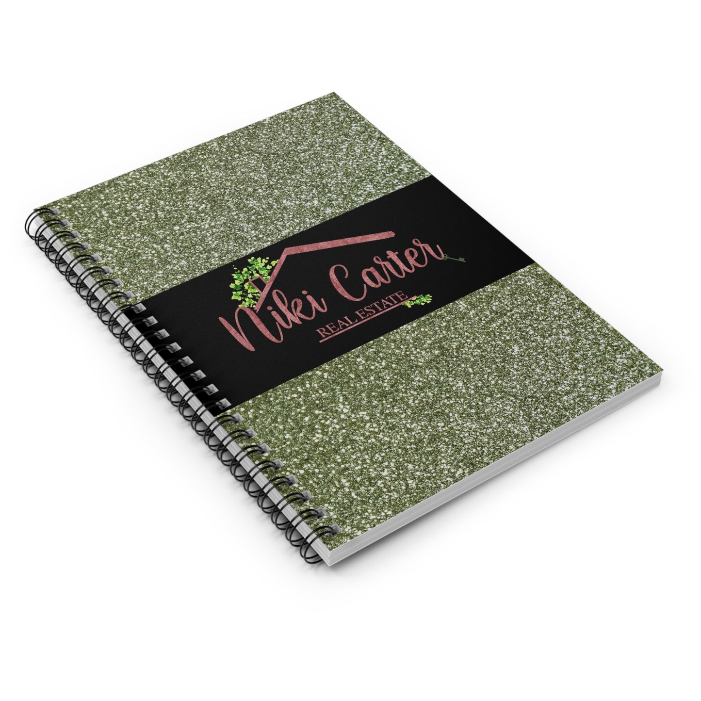 Niki Carter Logo in Blush Sparkle  - Spiral Notebook Ruled Line 6"x8"