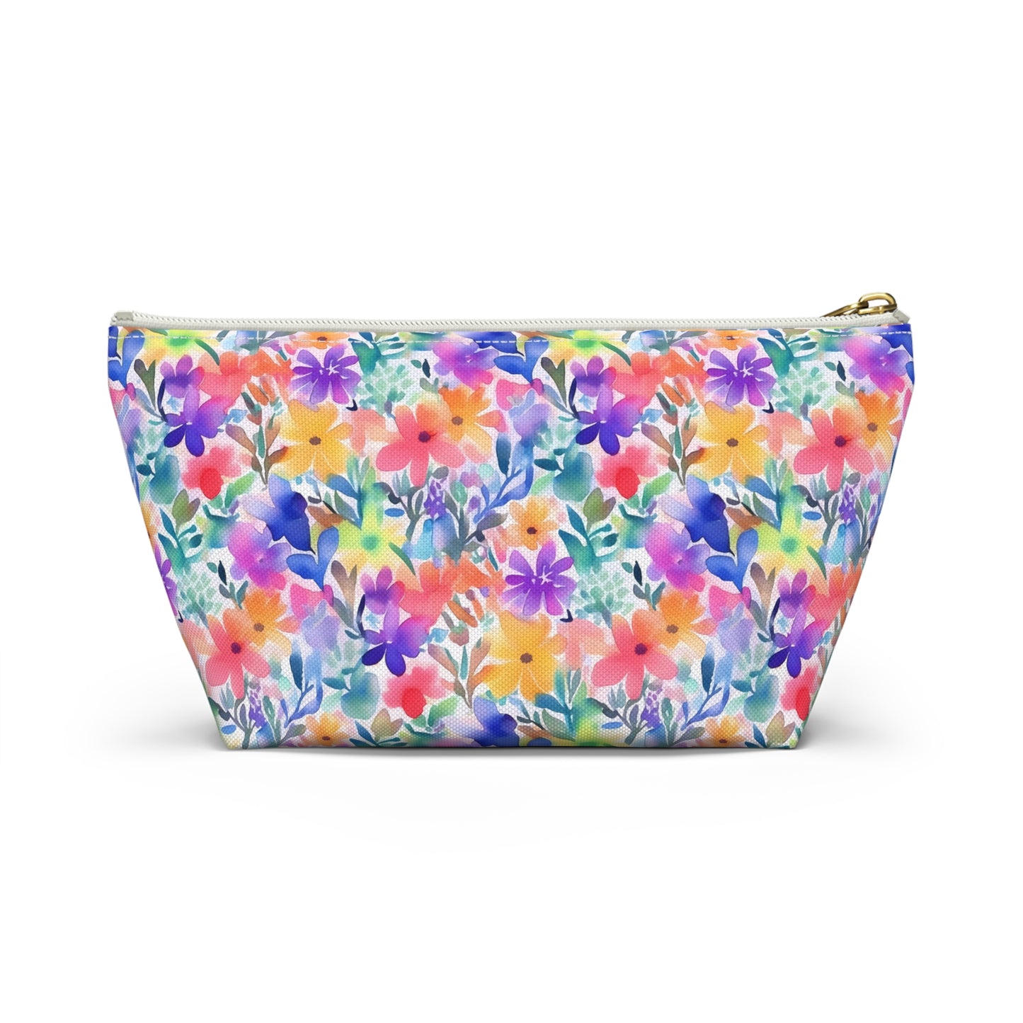 Radiant Watercolor Blooms: Bright and Vivid Floral  Design - Makeup & Accessory Bag 2 Sizes