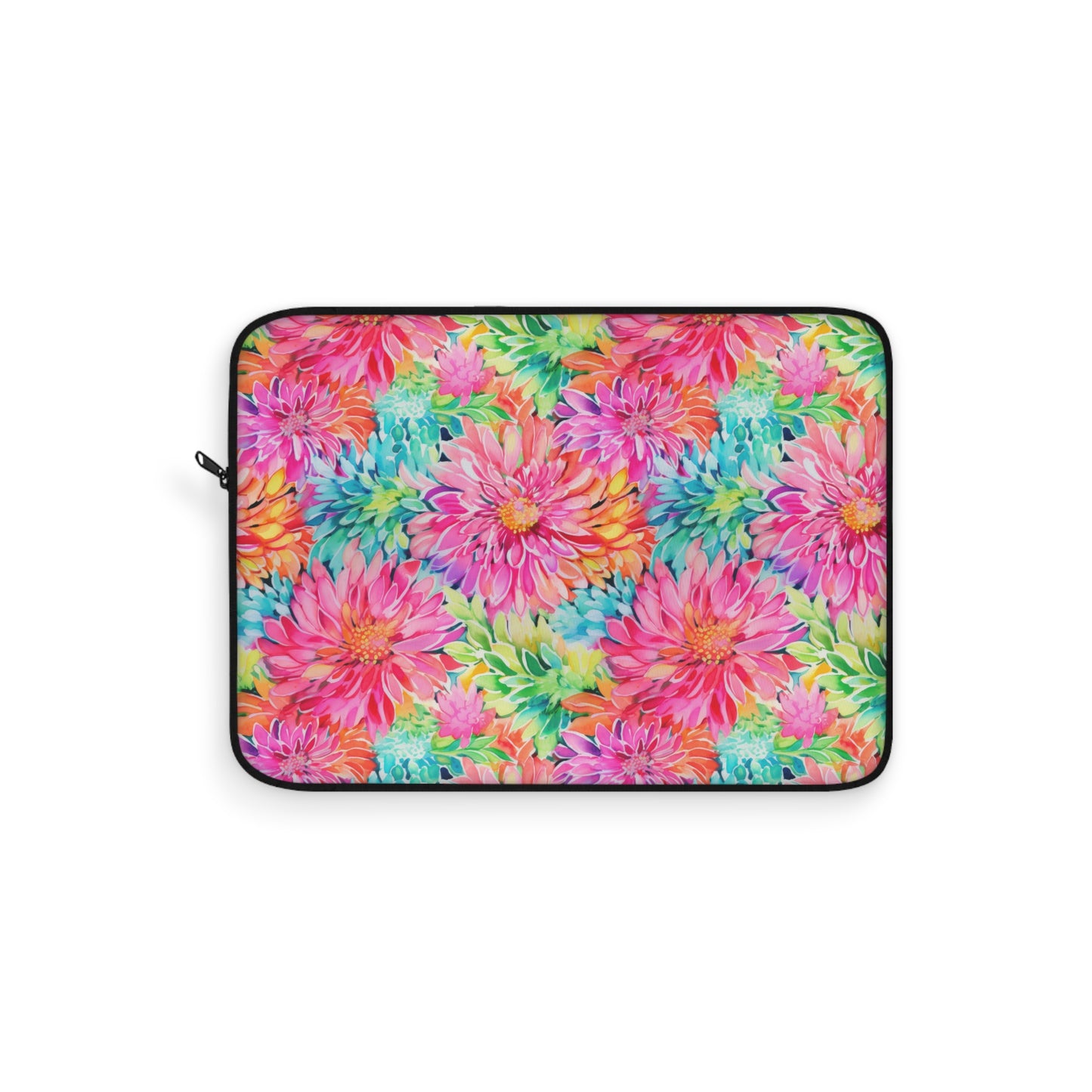 Blooming Spectrum: Large Vibrant Watercolor Flowers in Full Bloom Laptop or Ipad Protective Sleeve 3 Sizes Available