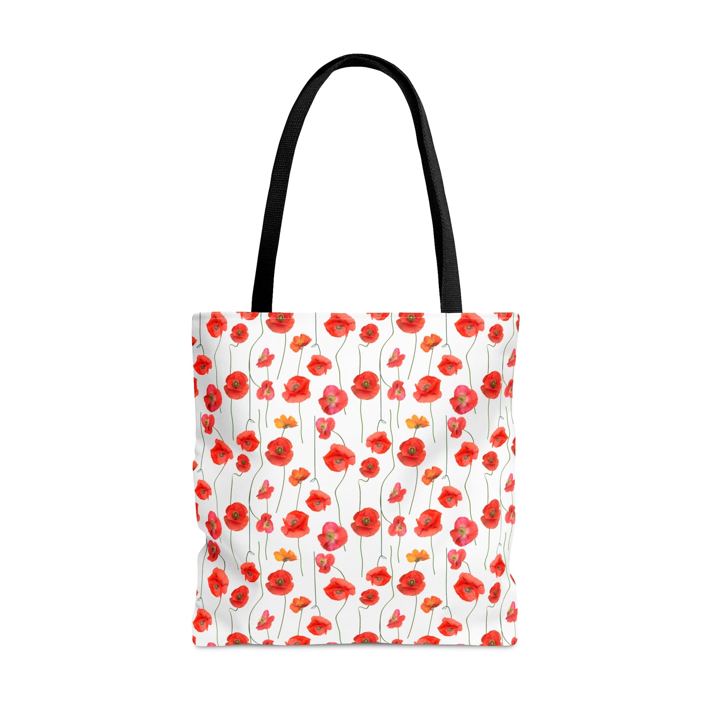 Vivid Elegance: Bright Red Poppies on a White Background - Canvas Tote 3 Sizes