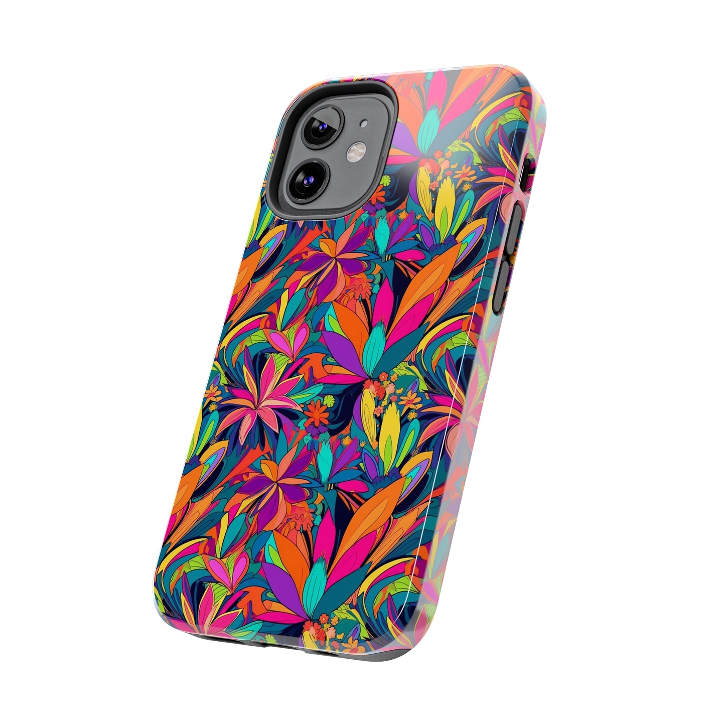 Tropical Neon Flowers Iphone Tough Phone Case