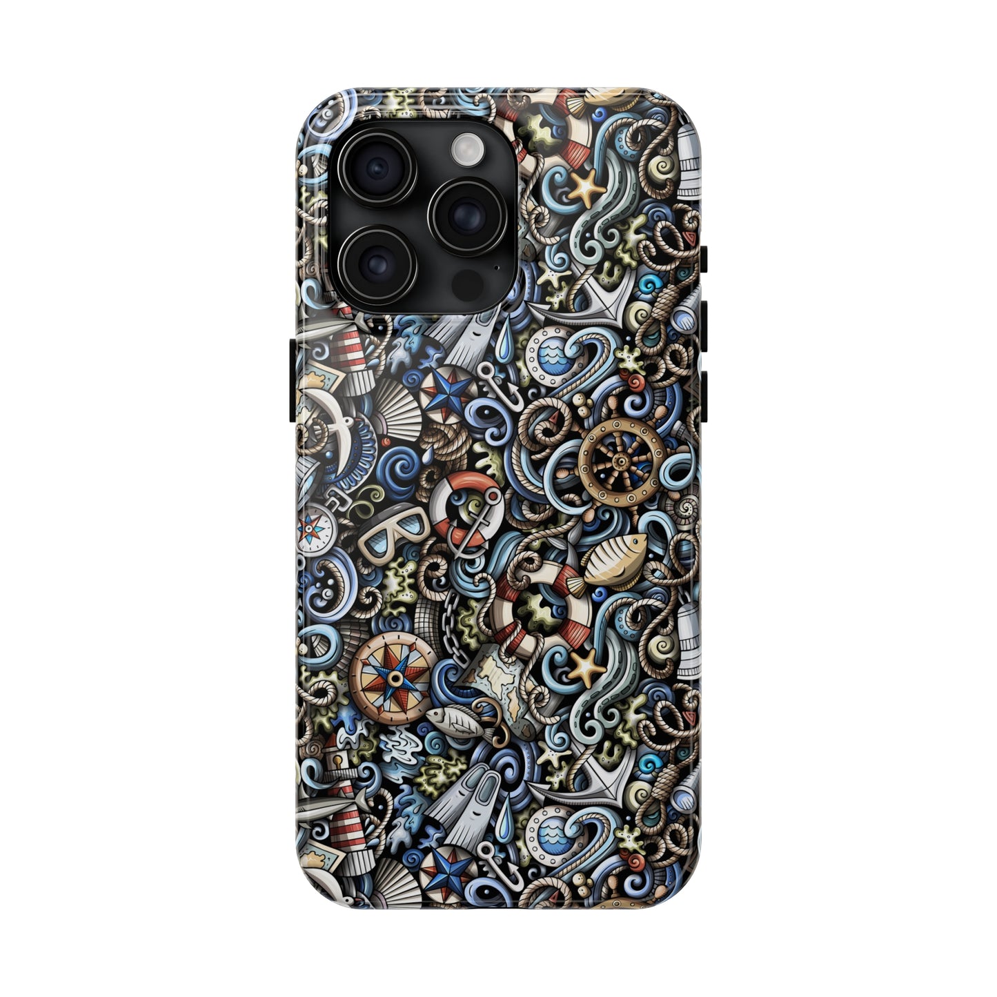 Nautical Ocean Navigation and Sealife Cartoon Design Iphone Tough Phone Case