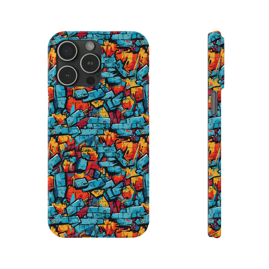 3D Brick Wall Graffiti Design Iphone 15-12 Slim Phone Case