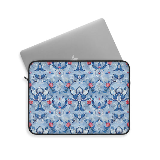 Enchanting Blue and Pink Lotus Mosaic Laptop or Ipad Protective Sleeve 3 Sizes Available