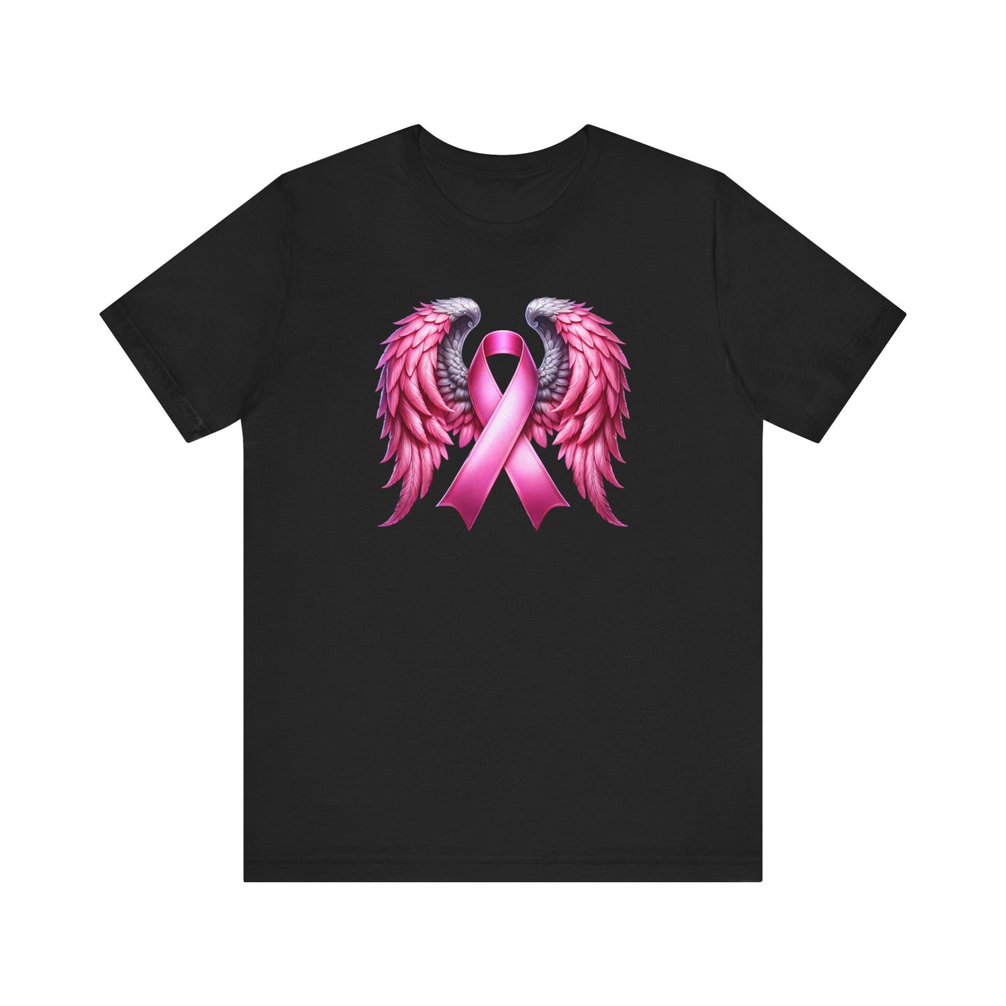 Pink Ribbon Angel Wings Breast Cancer Survivor Jersey Short Sleeve T-shirt