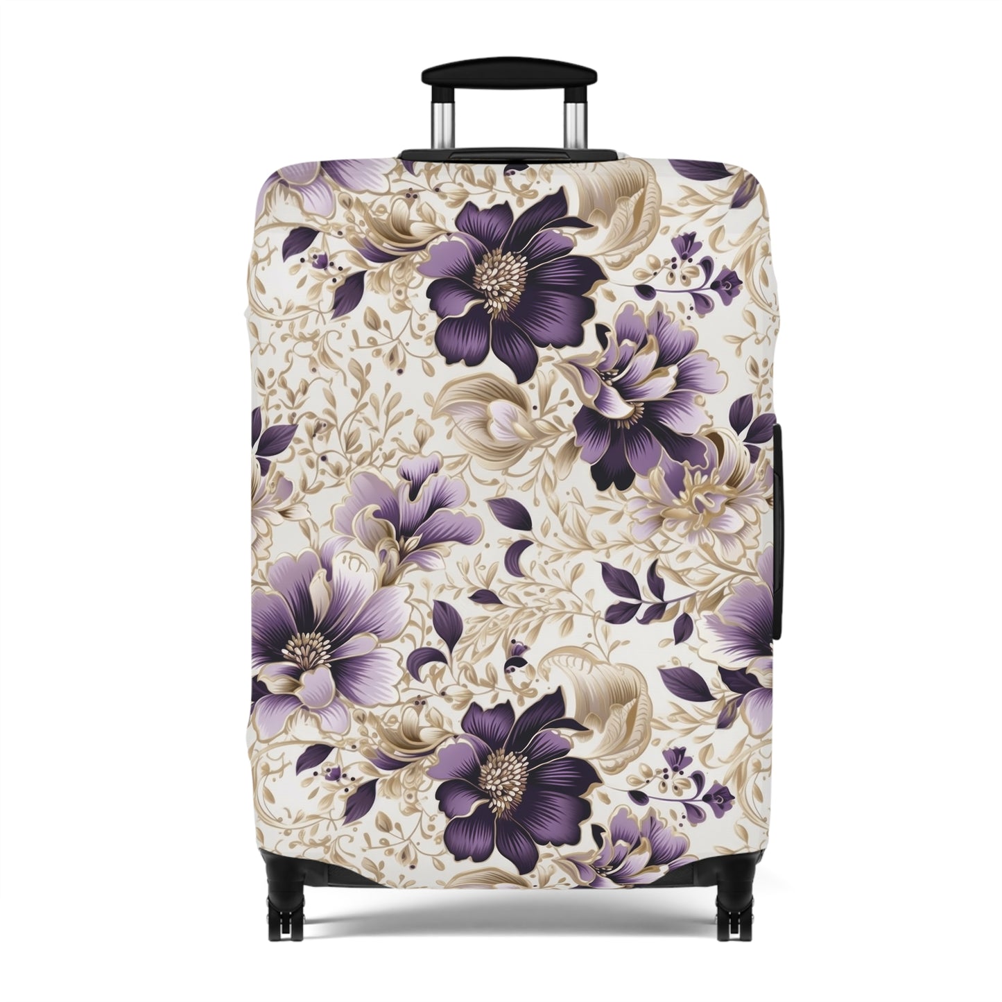 Purple Majesty: Watercolor Floral Design with Gold Foliage Accents  - Luggage Protector and Cover 3 Sizes