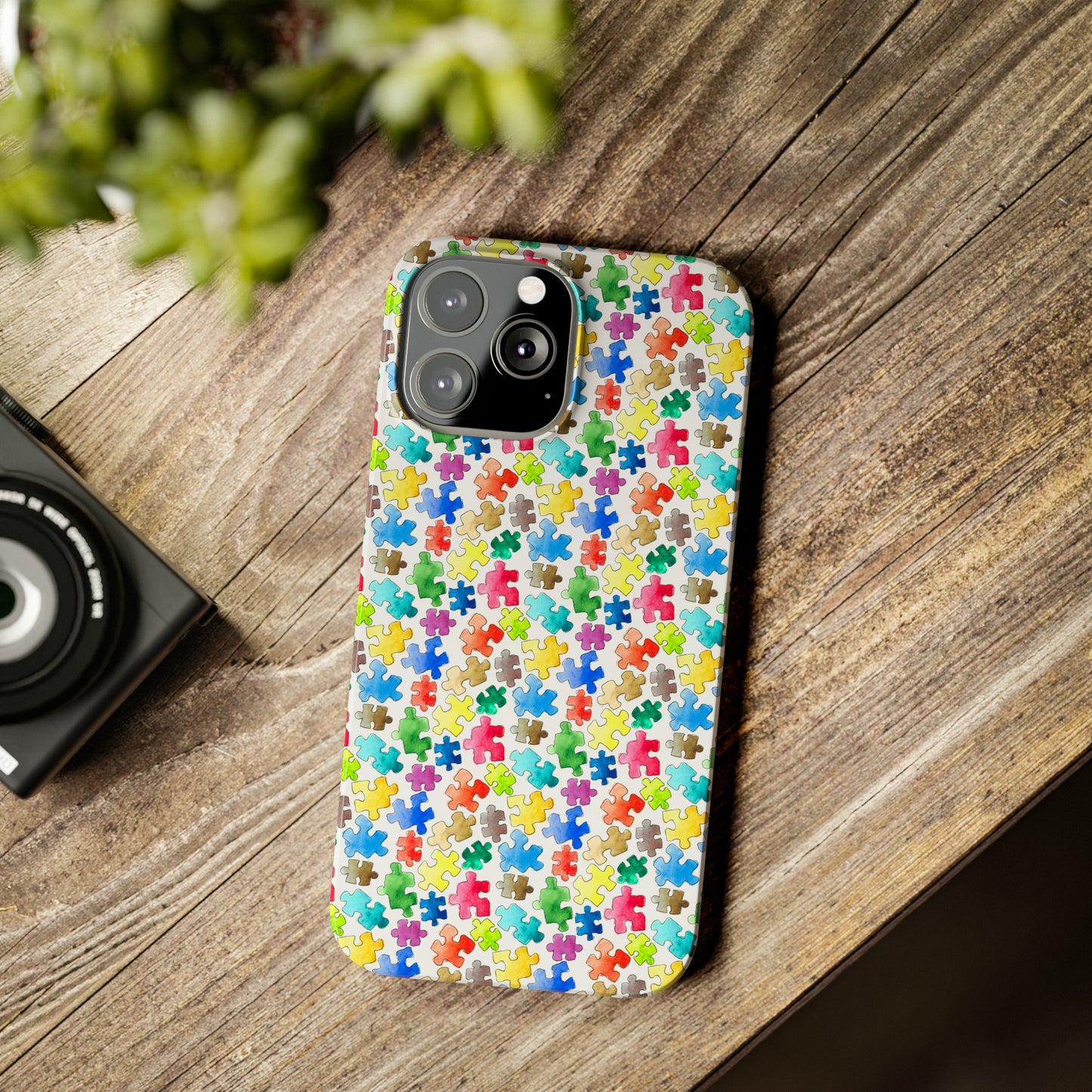 Rainbow Puzzle Pieces Iphone 15-12 Slim Phone Case