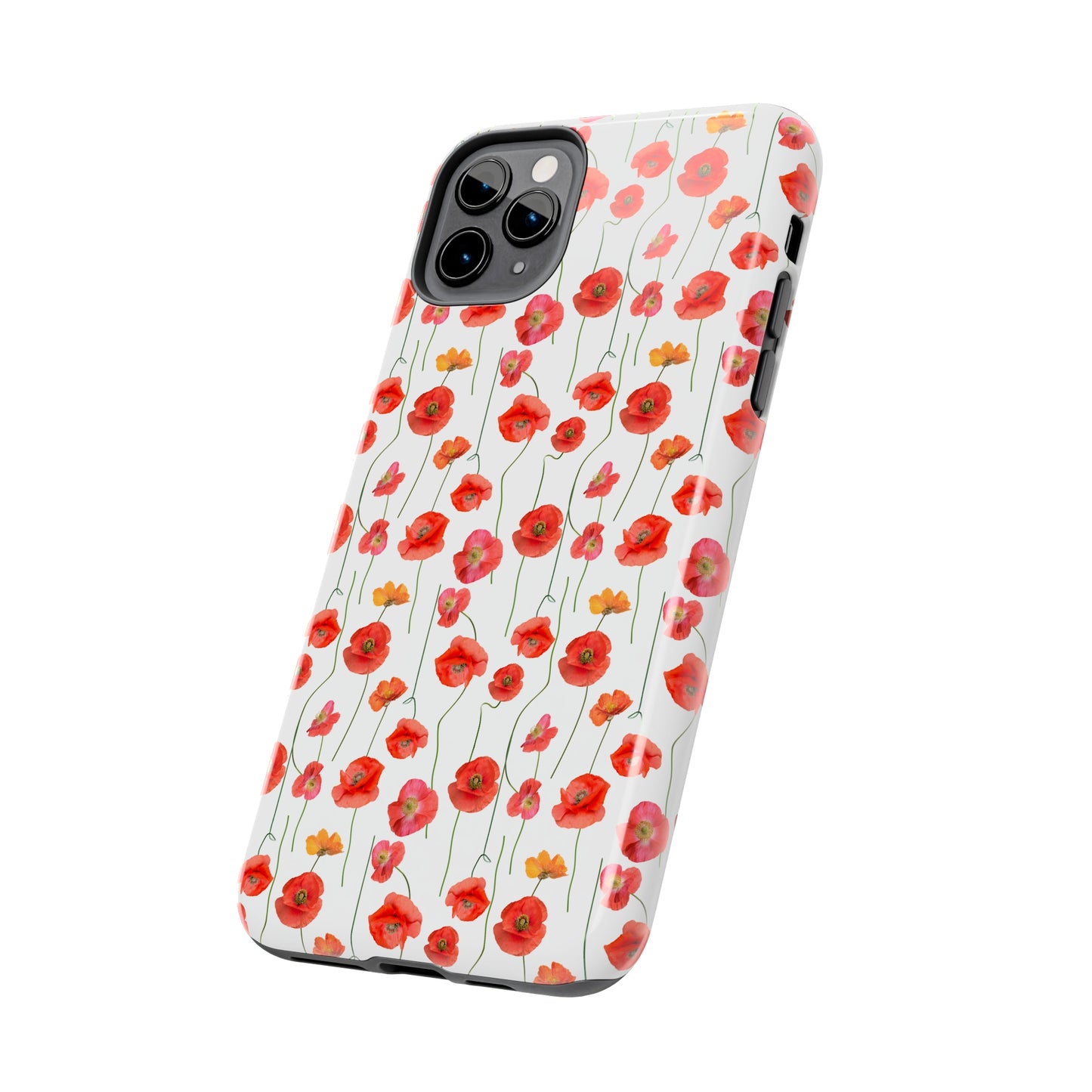 Vivid Elegance: Bright Red Poppies on a White Background Iphone Tough Phone Case