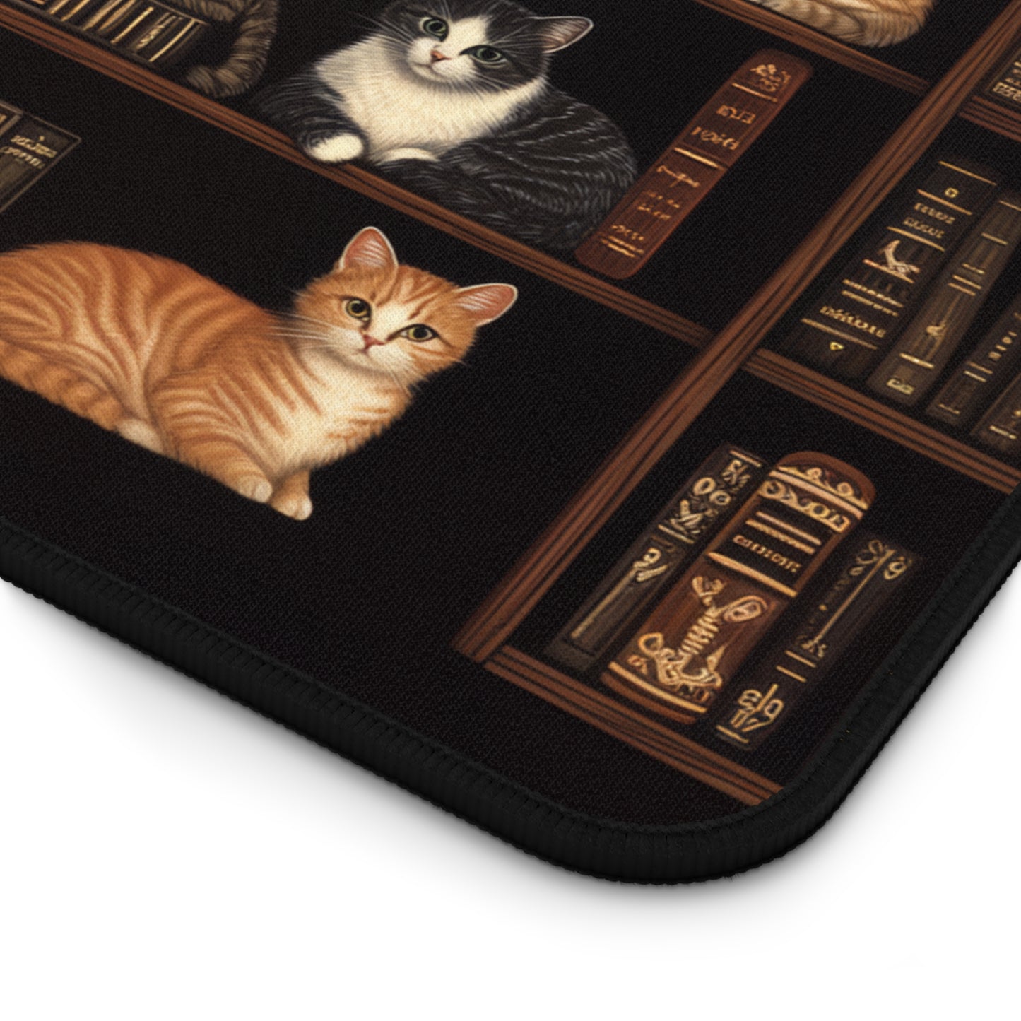 Cozy Bookshelf Cats Extended Gaming Mouse Pad Desk Mat  - 3 Sizes