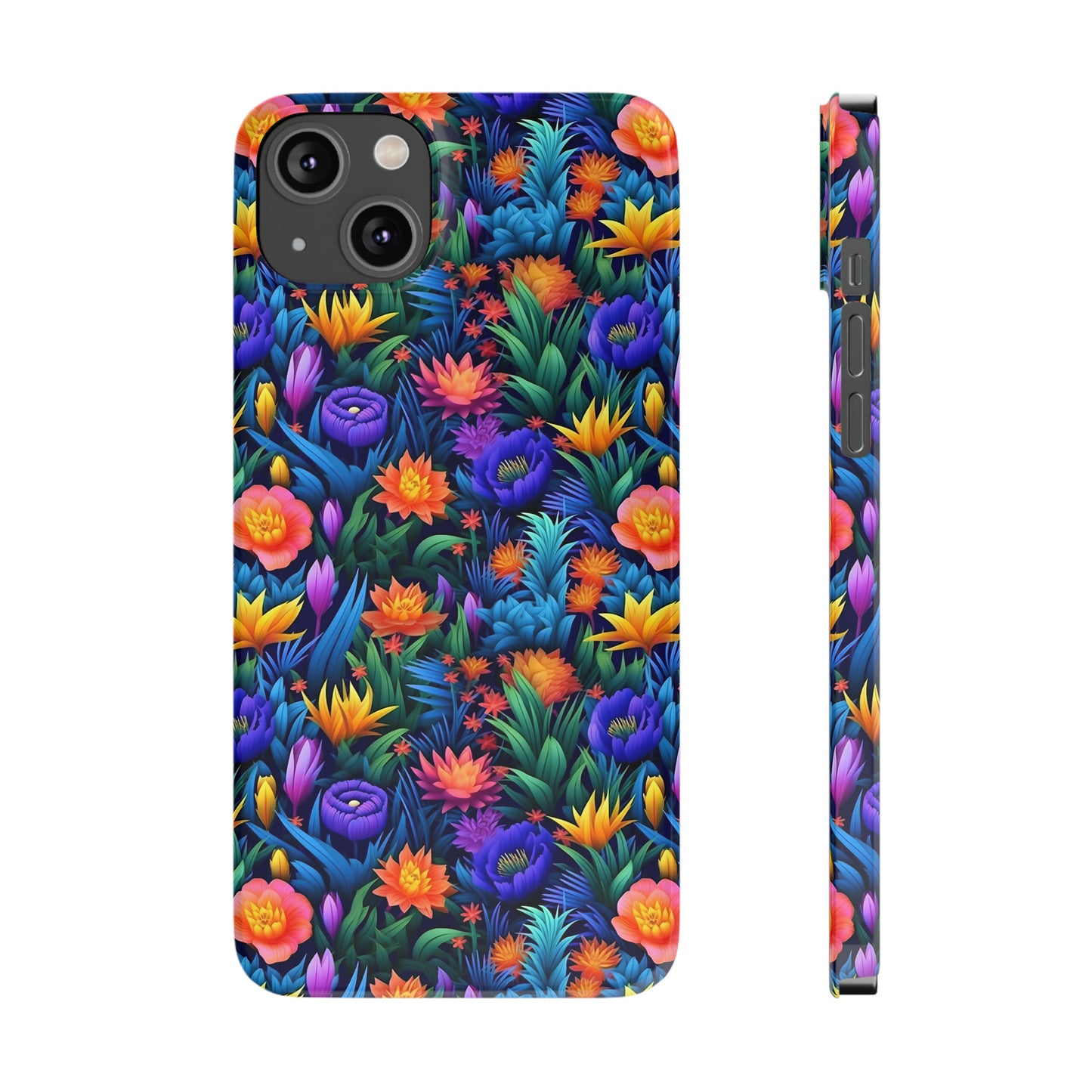 3D Tropical Bright Flowers Iphone 15-12 Slim Phone Case