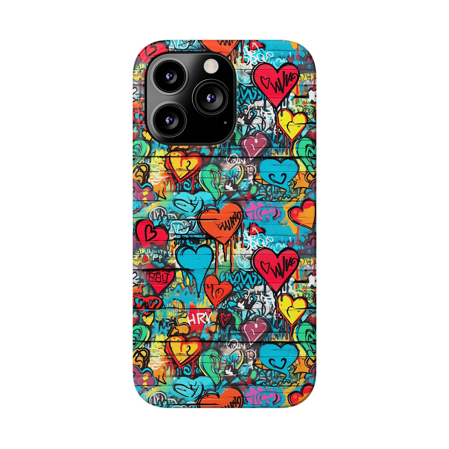 Street Art Graffiti Hearts Design Iphone 15-12 Slim Phone Case