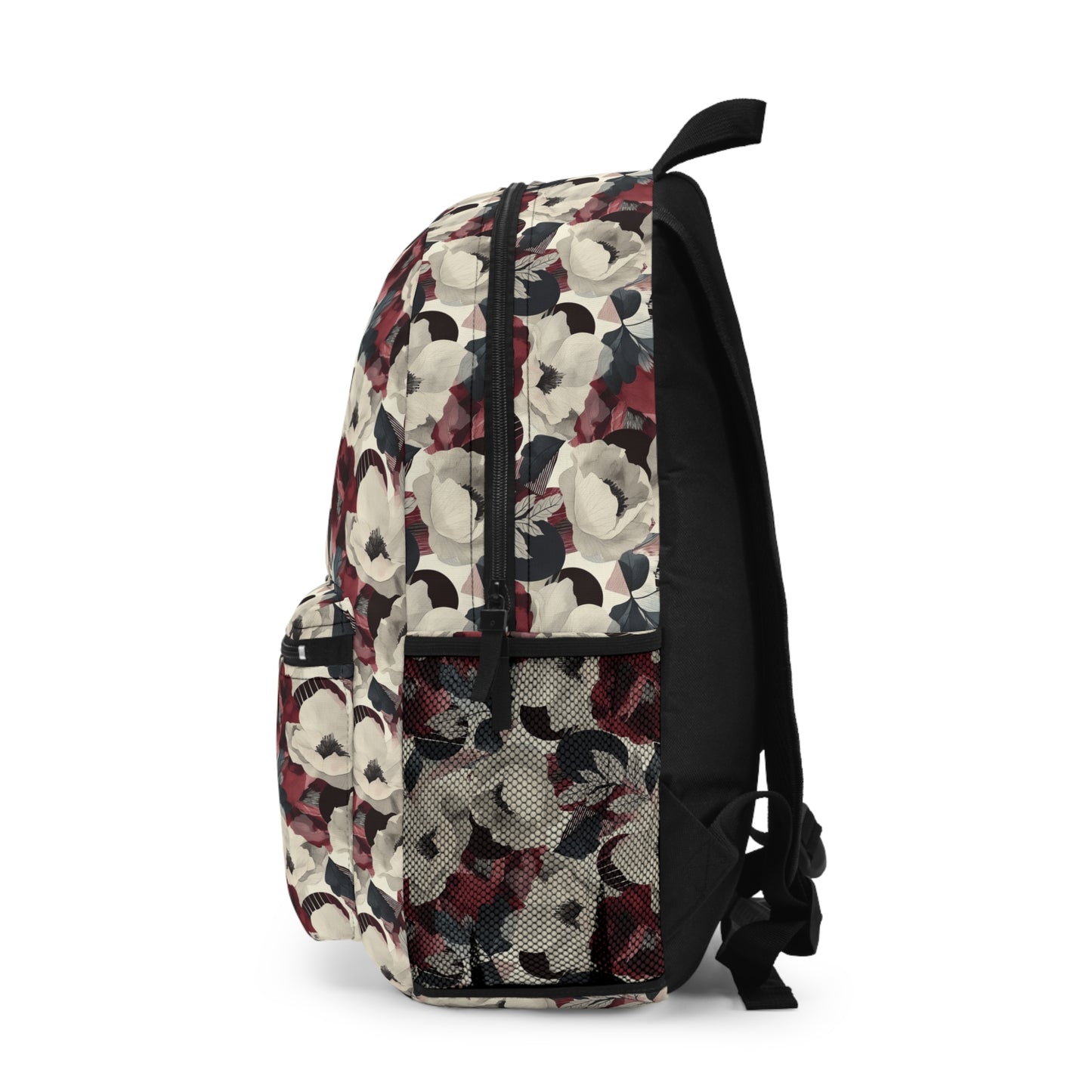 Elegant Vintage Floral Blooms in Wine, Cream and Charcoal Print Lightweight Stylish Durable Backpack (Made in USA)