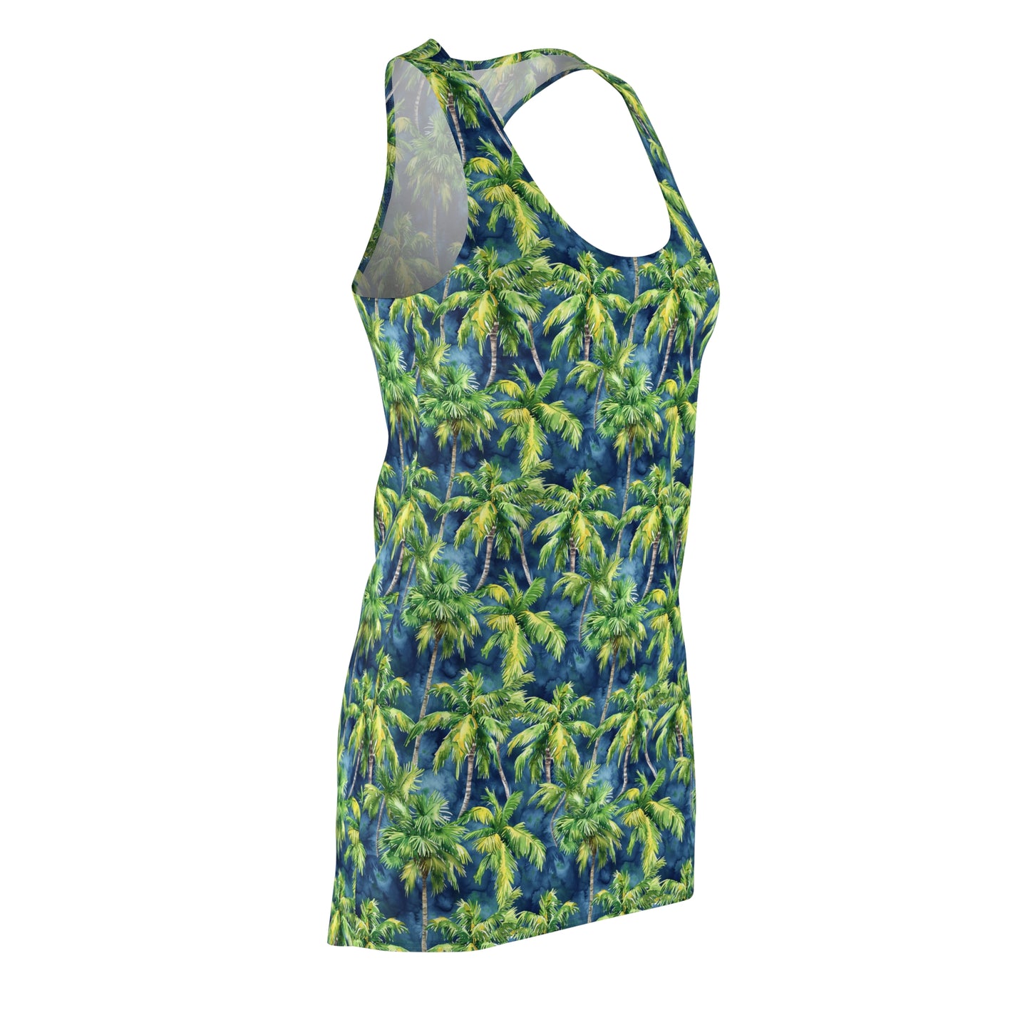 Midnight Palms: Silhouetted Palm Trees Against a Nighttime Sky Women's Racerback Dress XS - 2XL