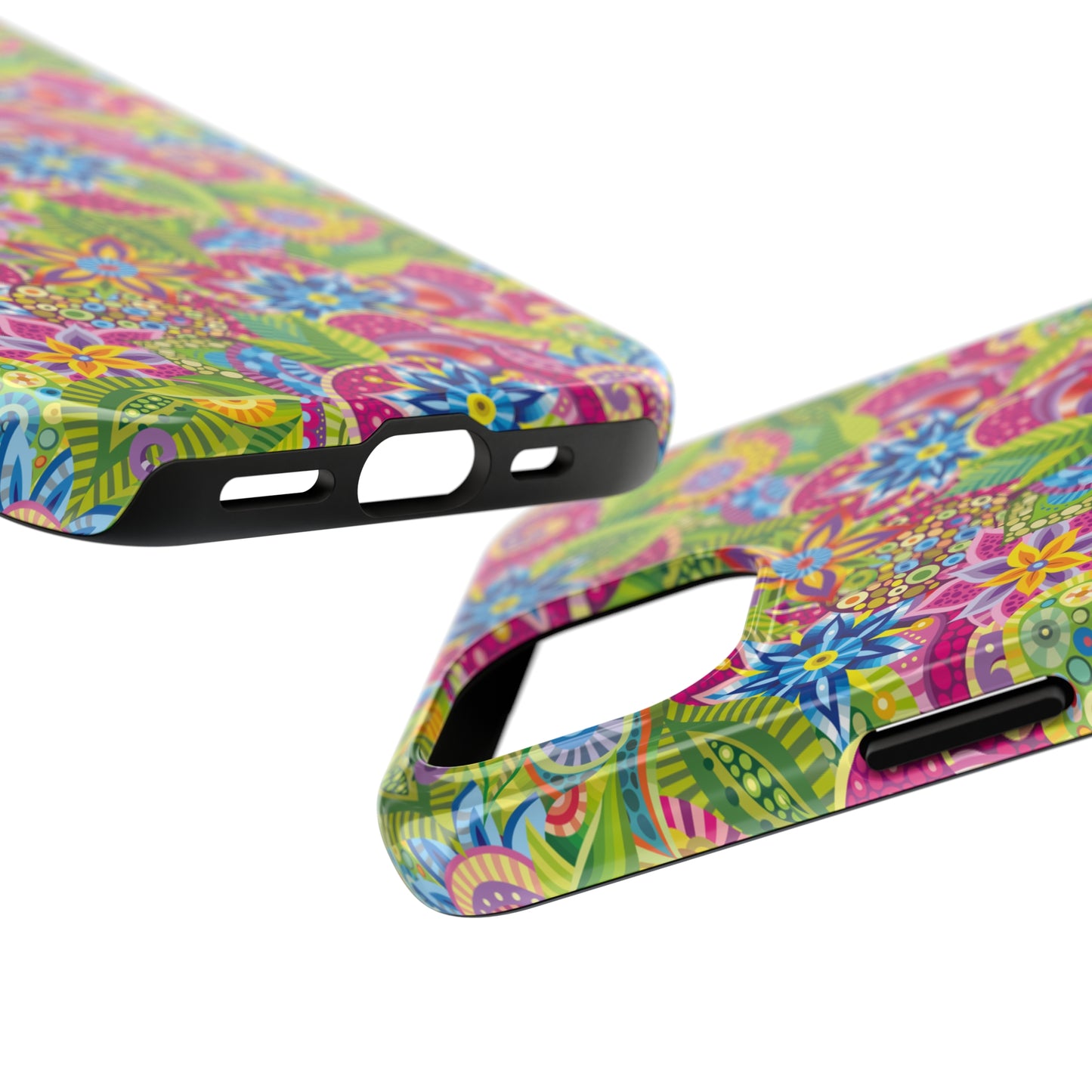 Vibrant Array of Abstract Flowers and Paisley in Rainbow Hues Iphone Tough Phone Case