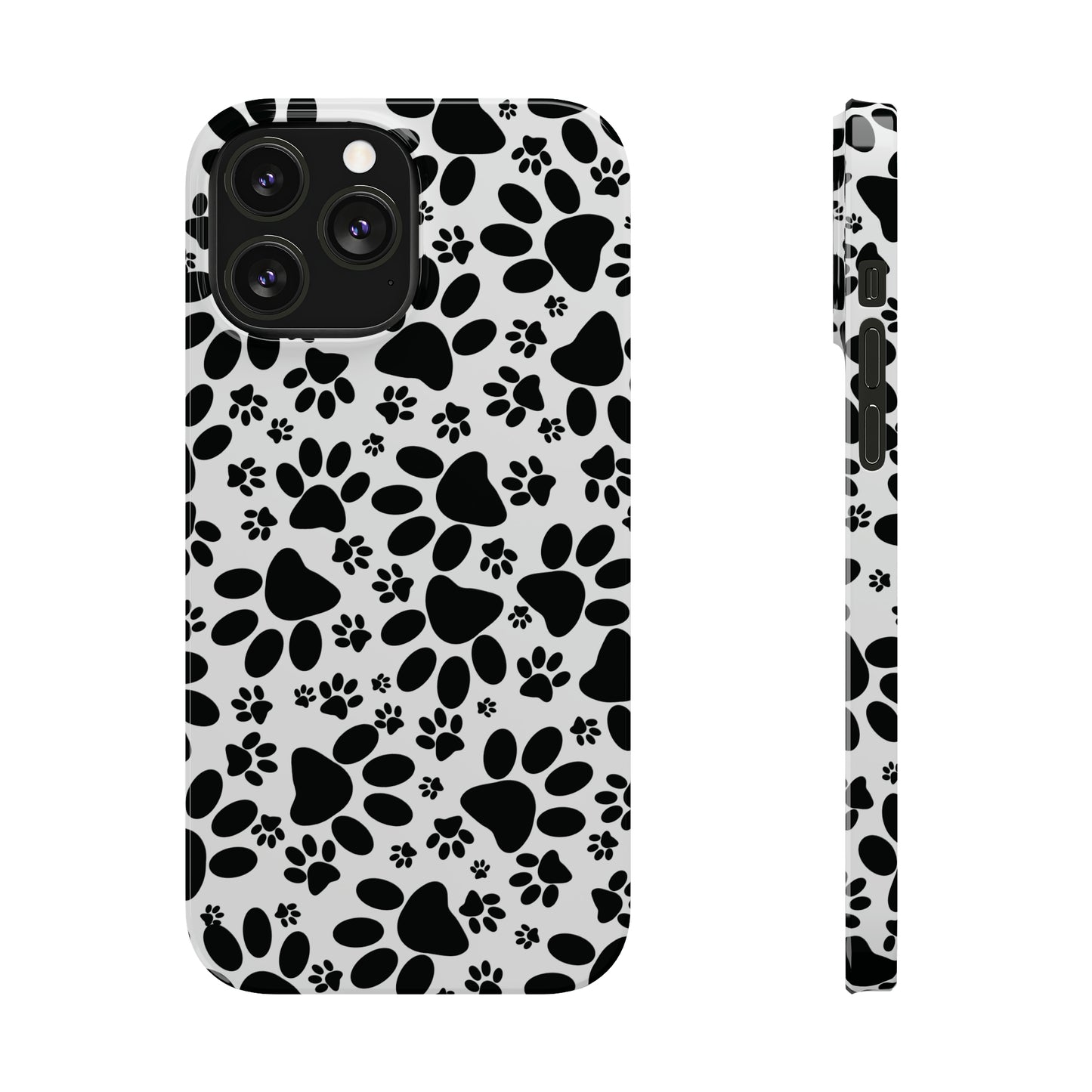 Black Animal Paw Prints Iphone 15-12 Slim Phone Case