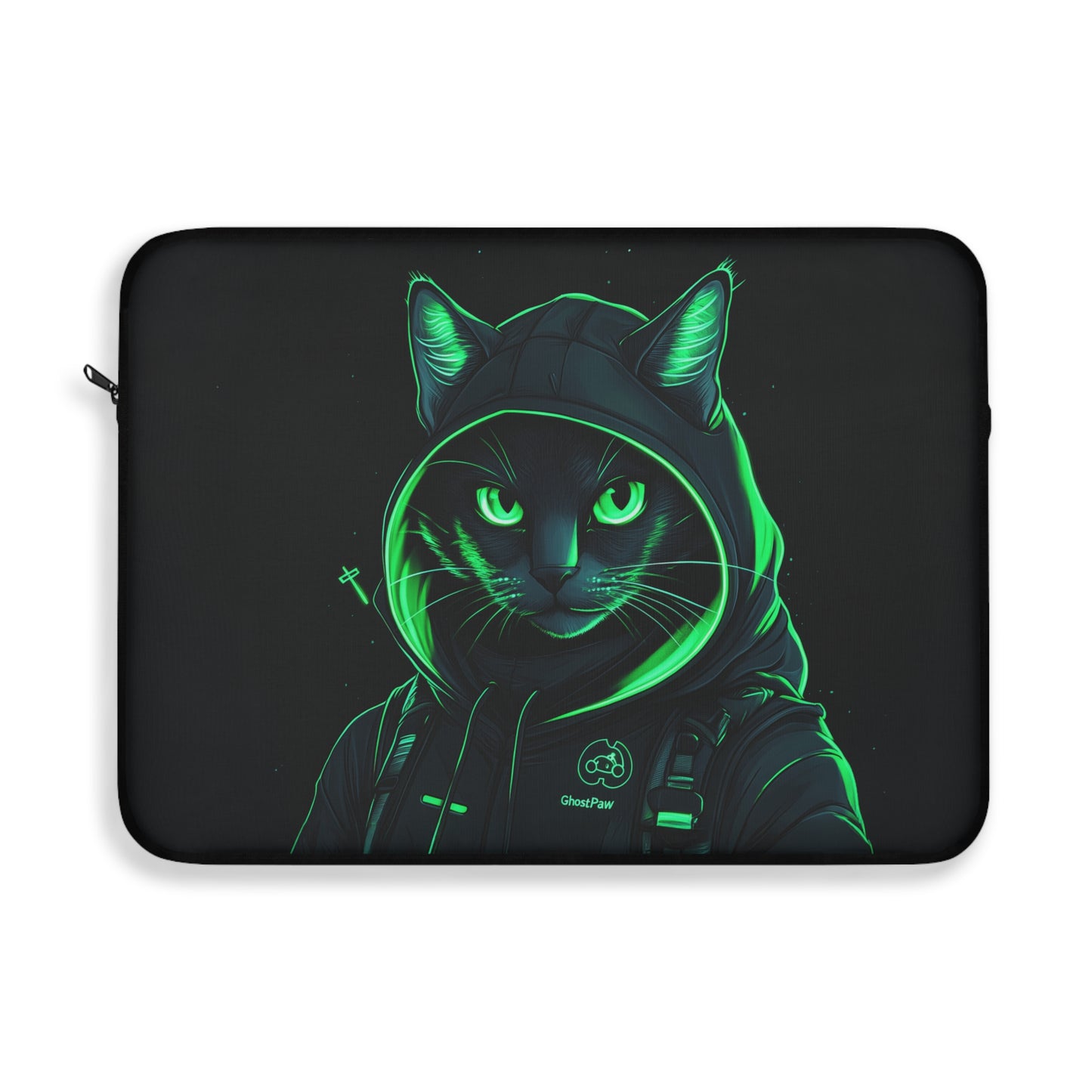 Neon Nightcrawler Cyber Stealth Cat  Laptop or Ipad Protective Sleeve 3 Sizes Available