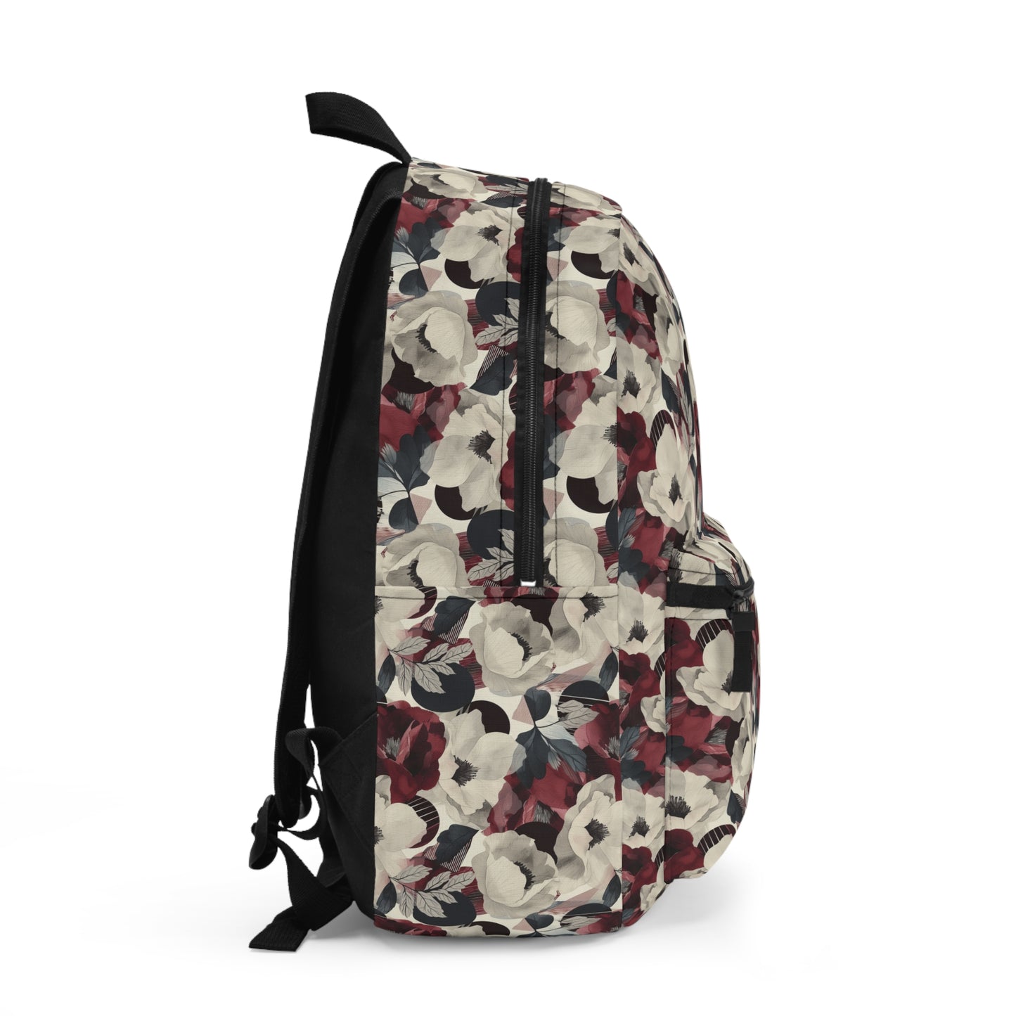 Elegant Vintage Floral Blooms in Wine, Cream and Charcoal Print Lightweight Stylish Durable Backpack (Made in USA)