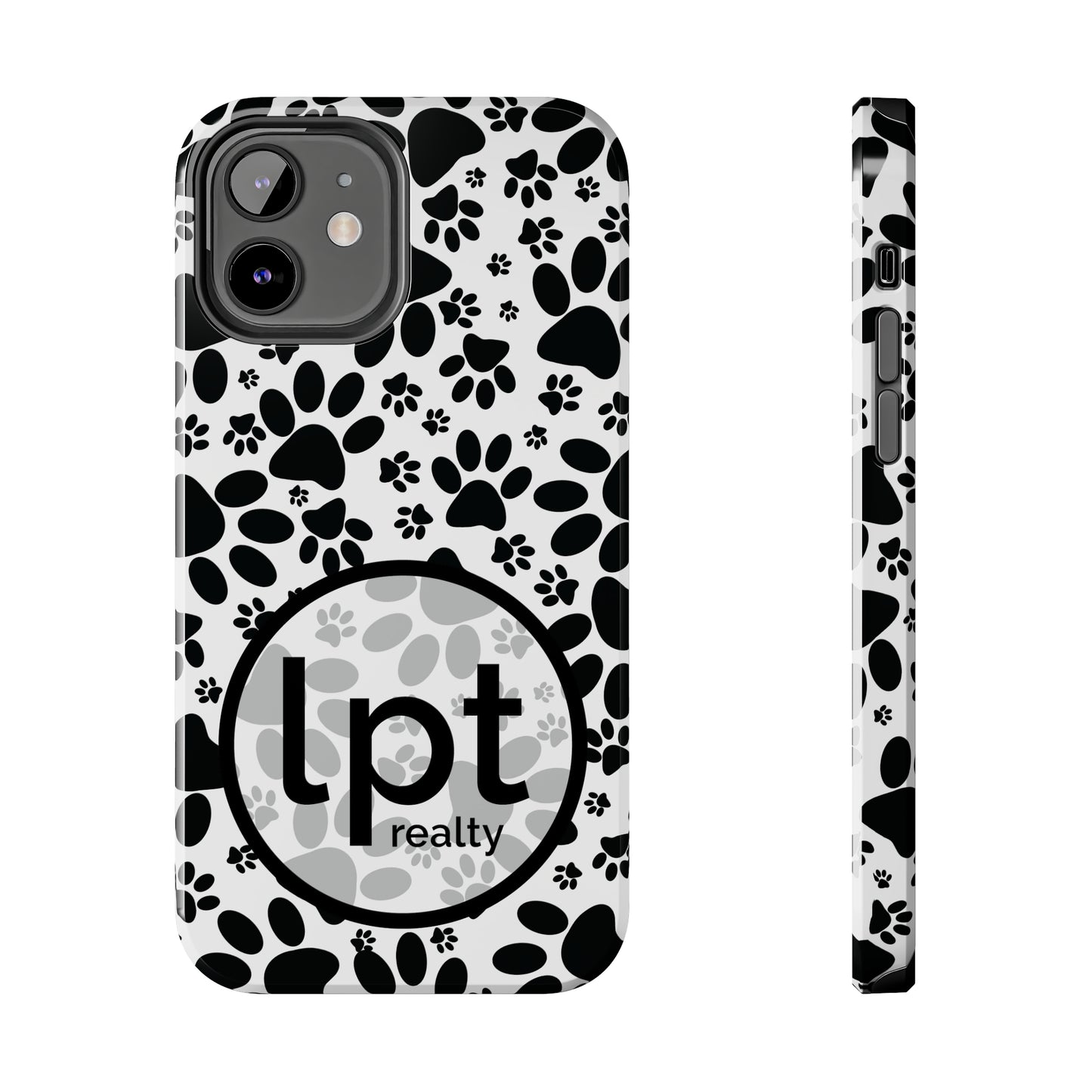 LPT Realty Logo -  Stealthy Tracks: Black Animal Paw Prints Iphone Tough Phone Case