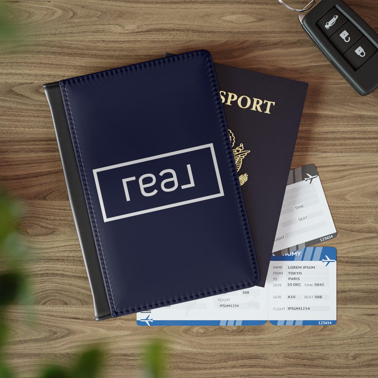 Real Logo - Passport Cover Faux Leather RFID Blocking