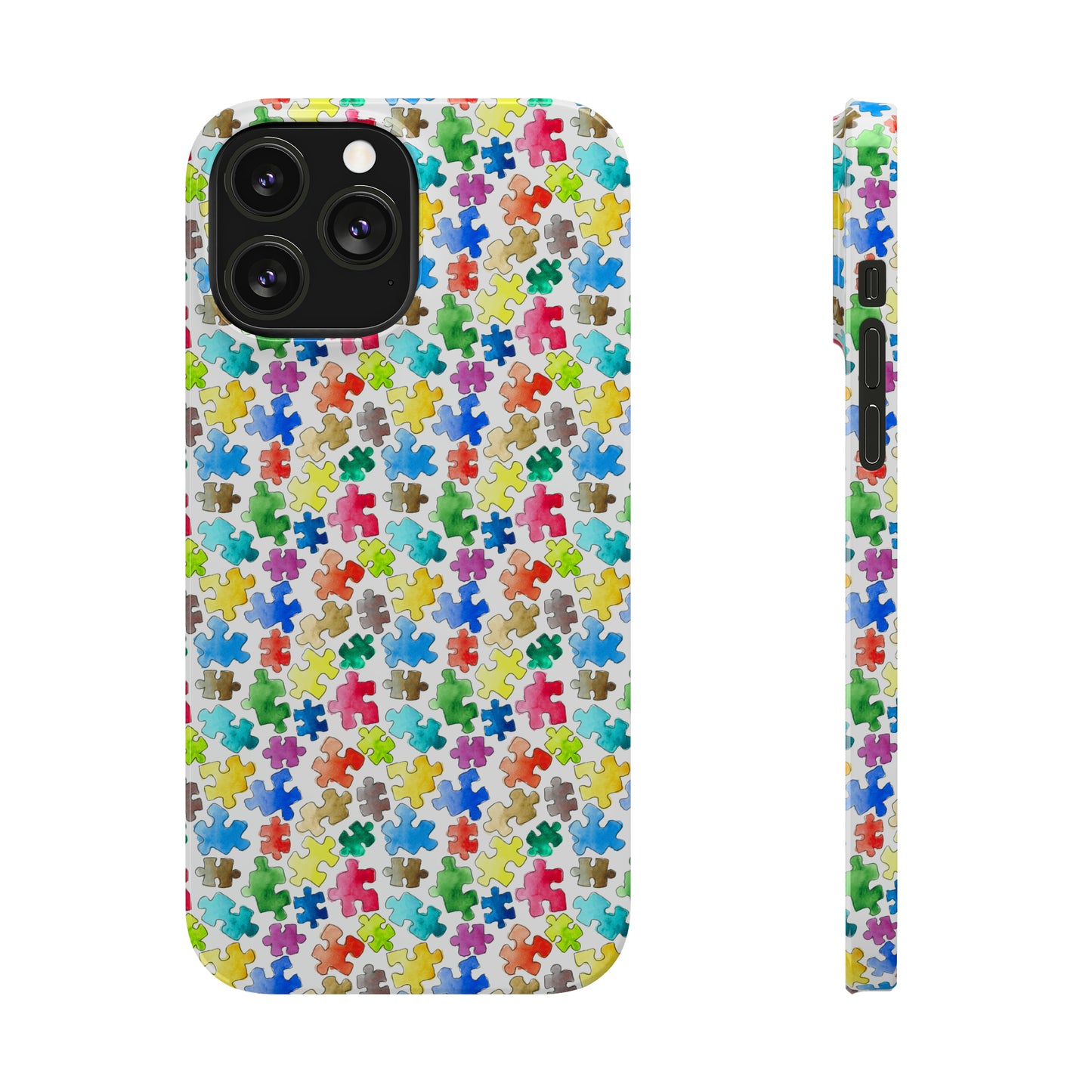 Rainbow Puzzle Pieces Iphone 15-12 Slim Phone Case