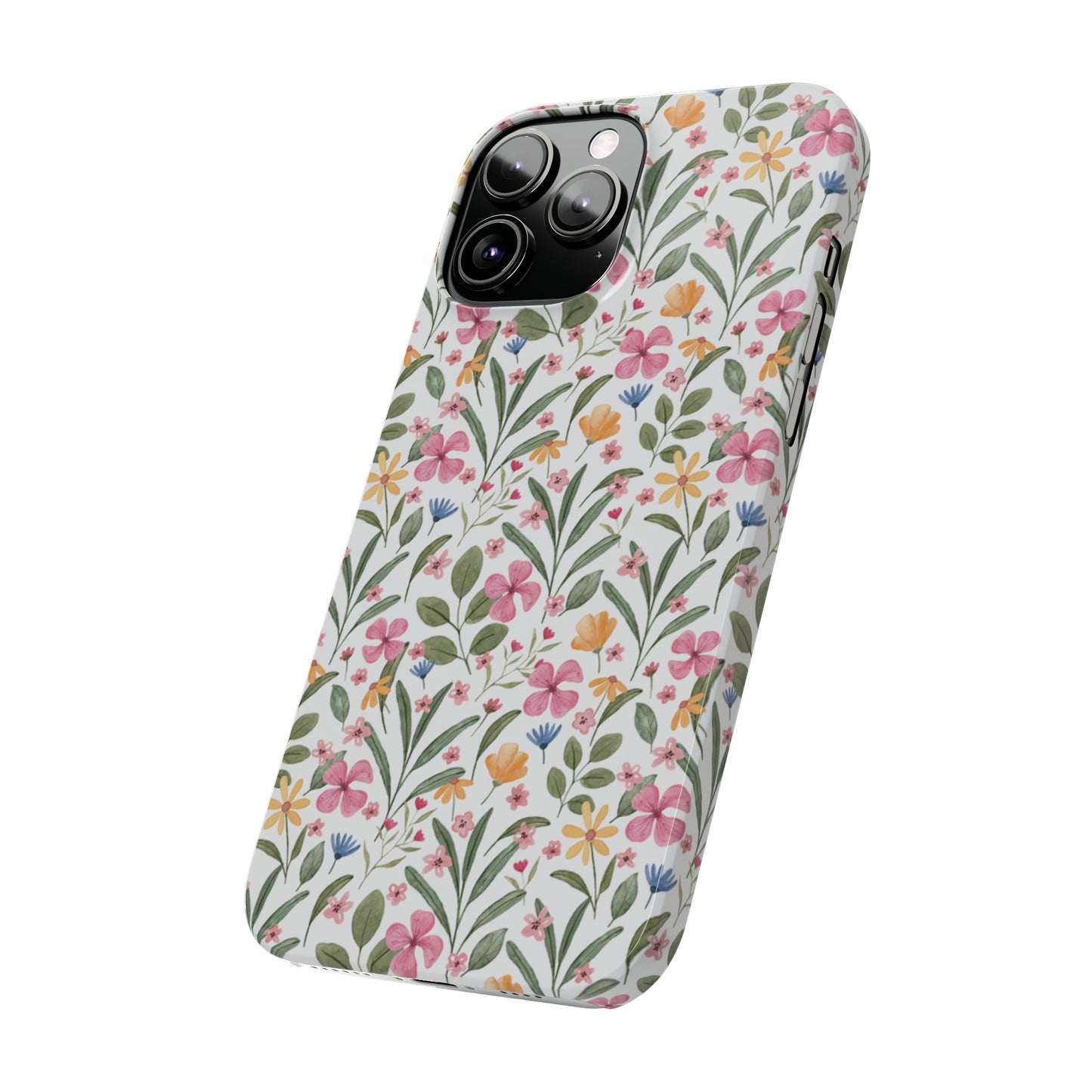 Pink Watercolor Spring Flowers Iphone 15-12 Slim Phone Case