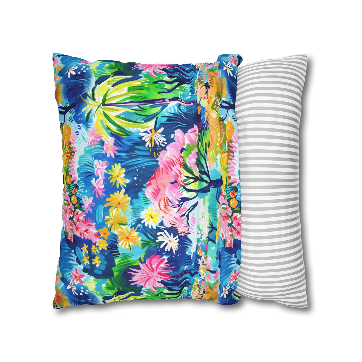 Kaleidoscope Canopy: Tropical Palm Symphony Spun Polyester Square Pillowcase 4 Sizes