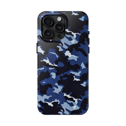 Deep Sea Concealment: Navy Blue Camouflage Iphone Tough Phone Case