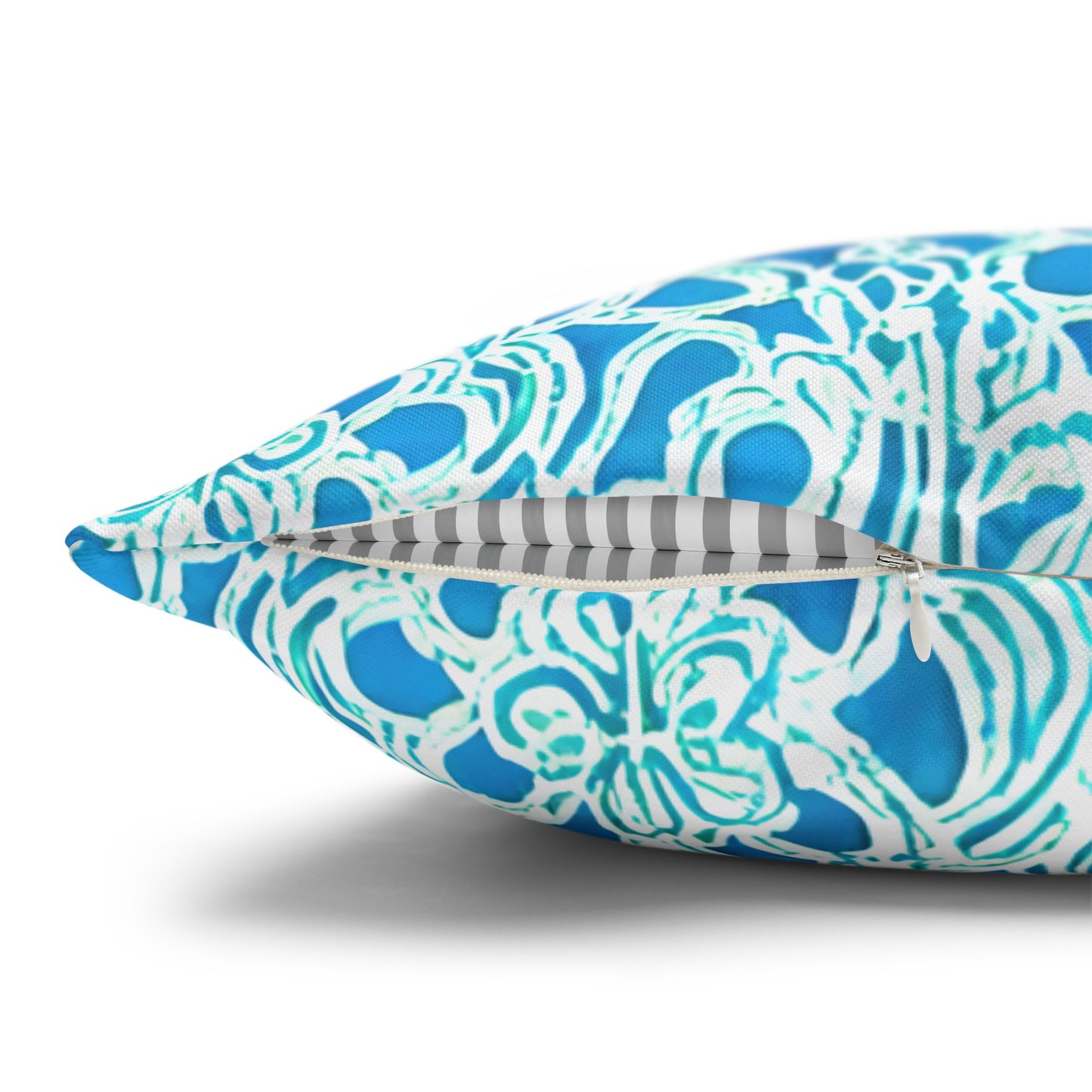 Luminous Swirls: Abstract Watercolor Floral Patterns in Lime Green and Blue Spun Polyester Square Pillowcase 4 Sizes