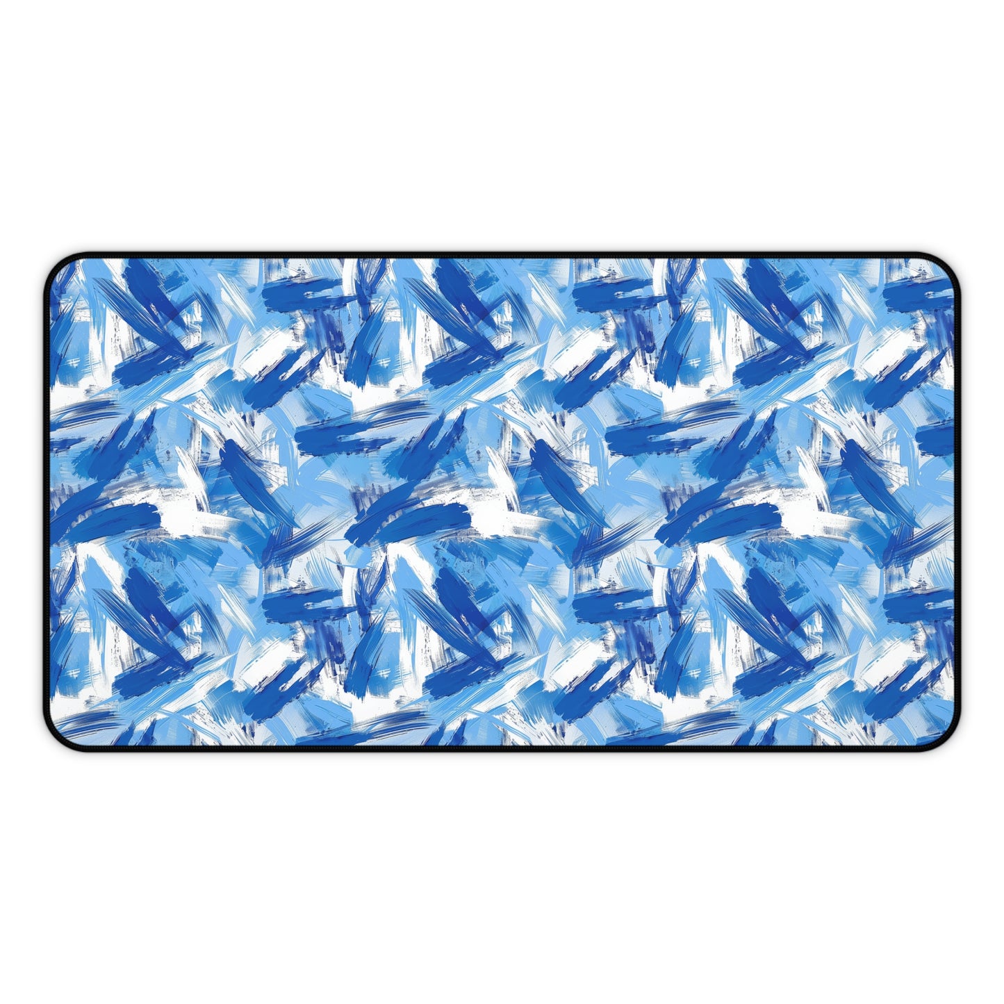 Bold Blue and White Abstract Brushstroke Pattern Gaming Mouse Pad  Desk Mat  - 3 Sizes