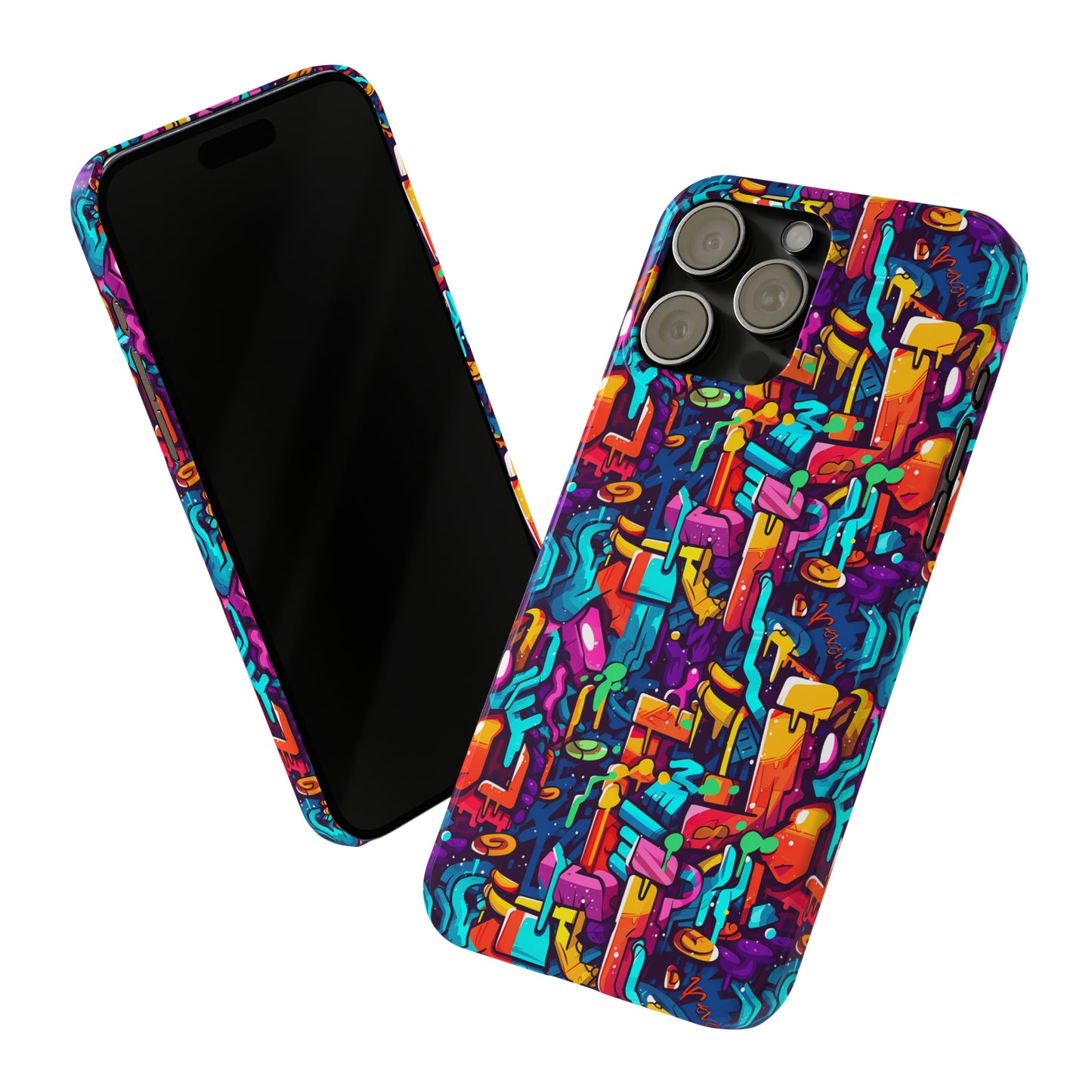 3D Abstract Colorful Street Graffiti Art Design Iphone 15-12 Slim Phone Case